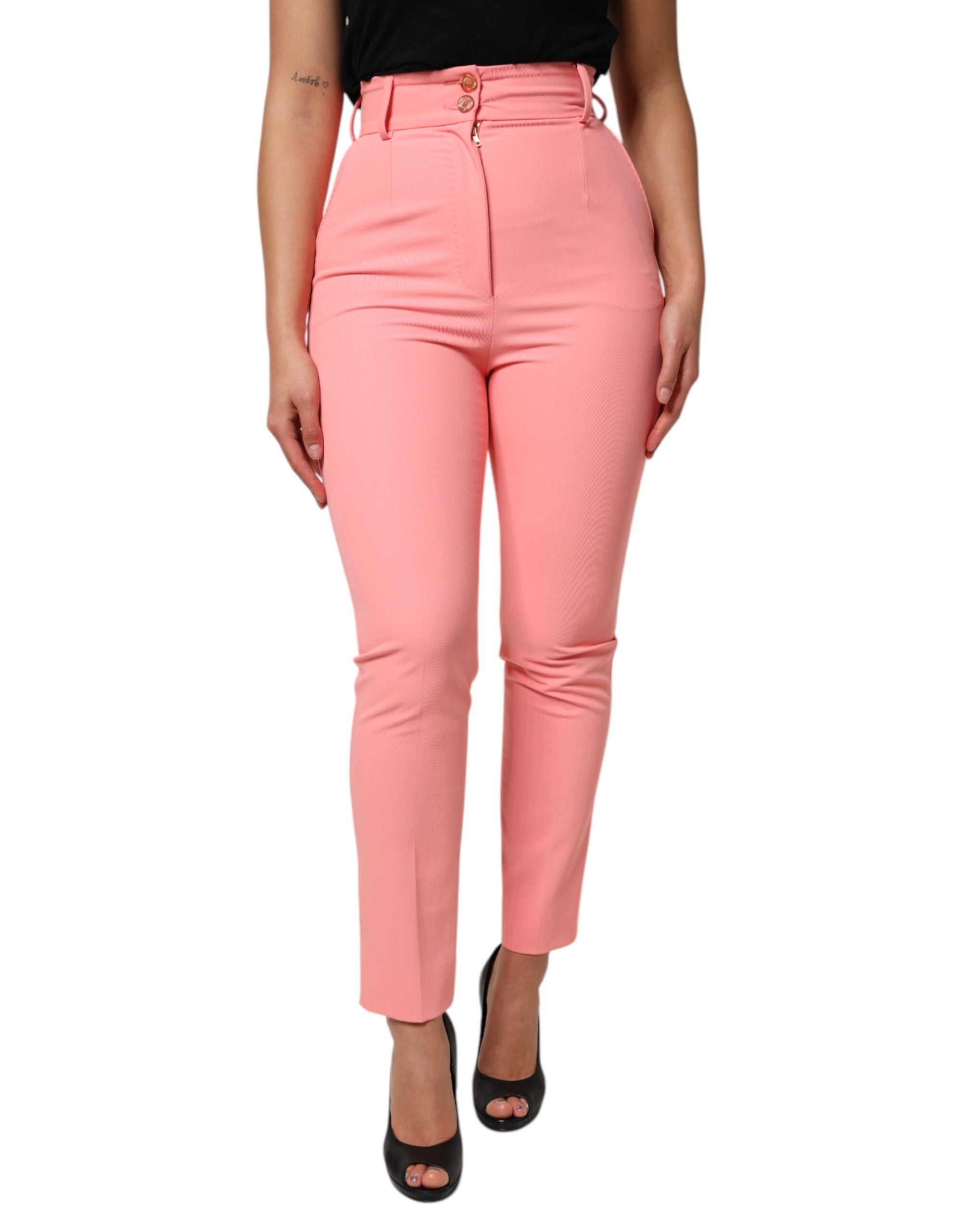 Dolce & Gabbana Pink High Waist Dress Tapered Women's Pants