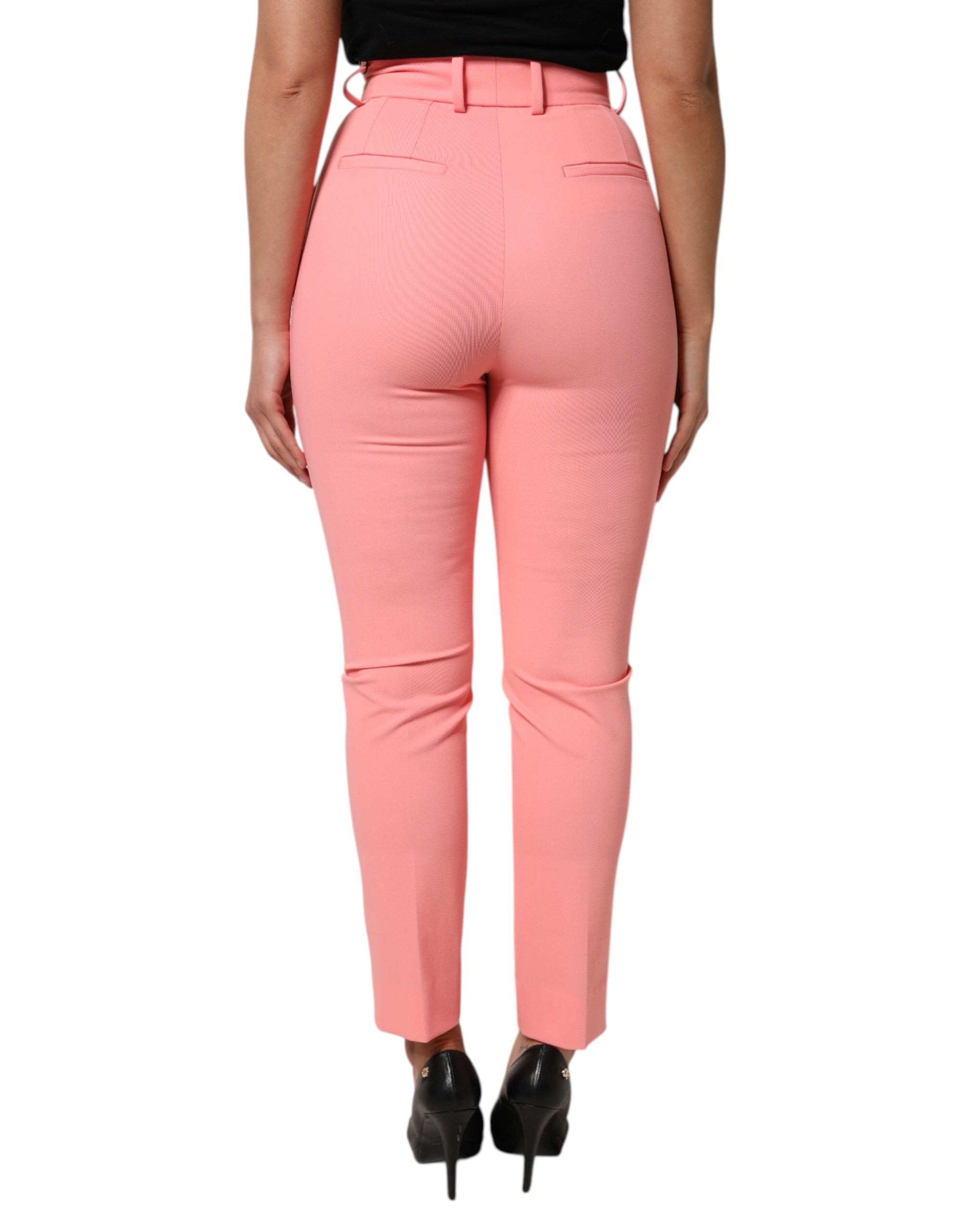 Dolce & Gabbana Pink High Waist Dress Tapered Women's Pants