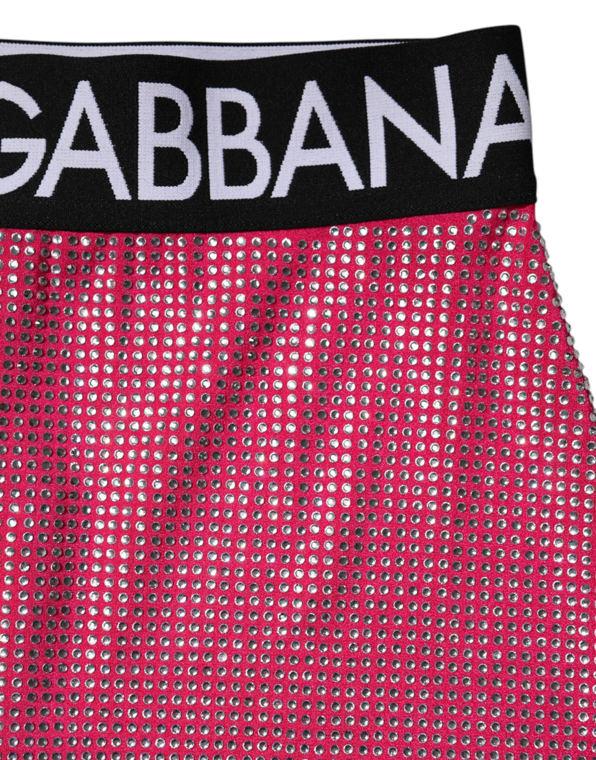 Dolce & Gabbana Pink Rhinestone Embellished Logo Mini Women's Skirt