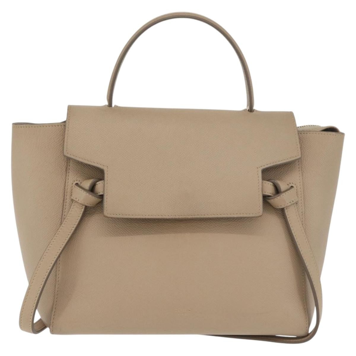 Celine Belt Calfskin Beige Leather Handbag (Pre-Owned)