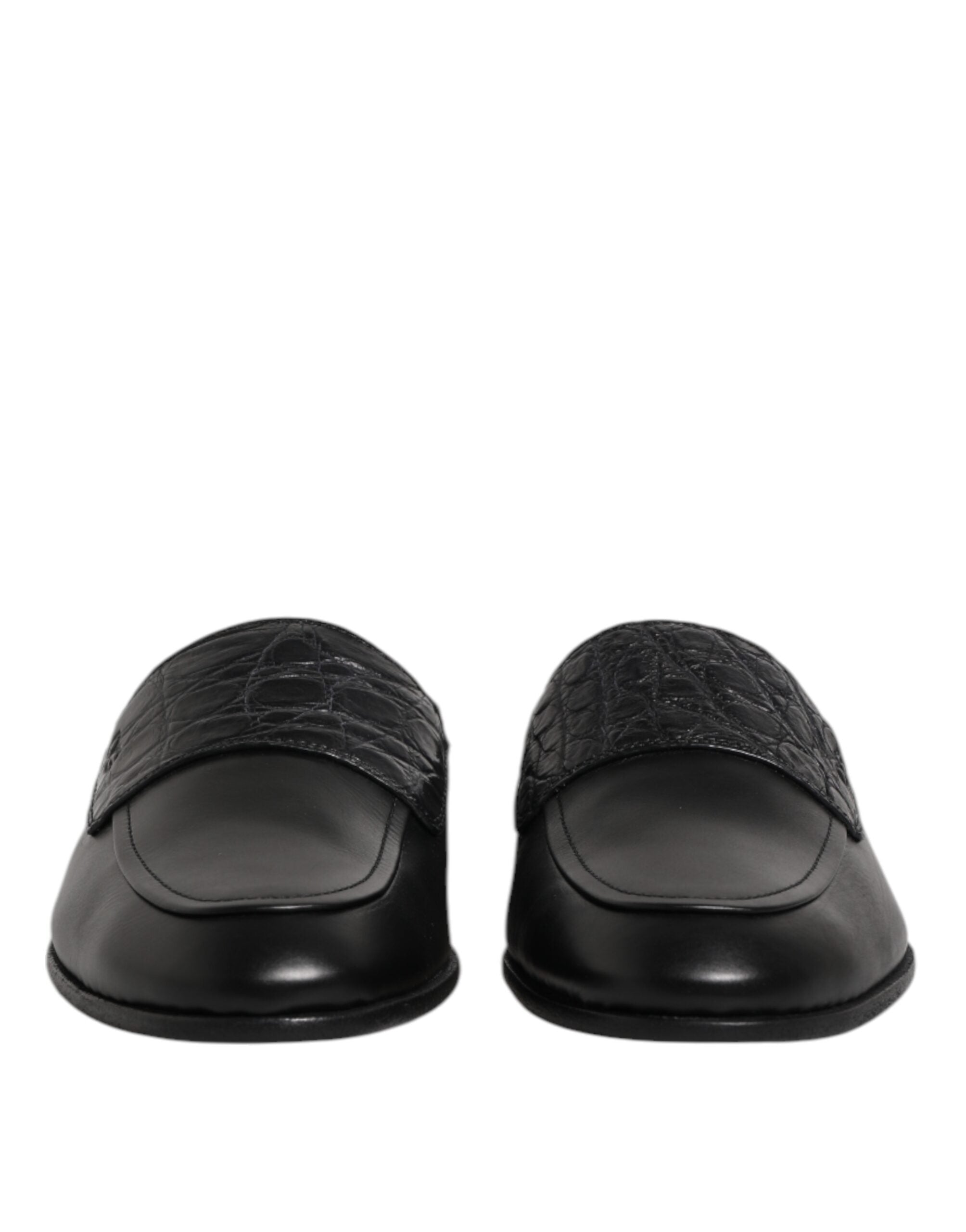 Dolce & Gabbana Black Calfskin Leather Slip On Loafers Men's Shoes