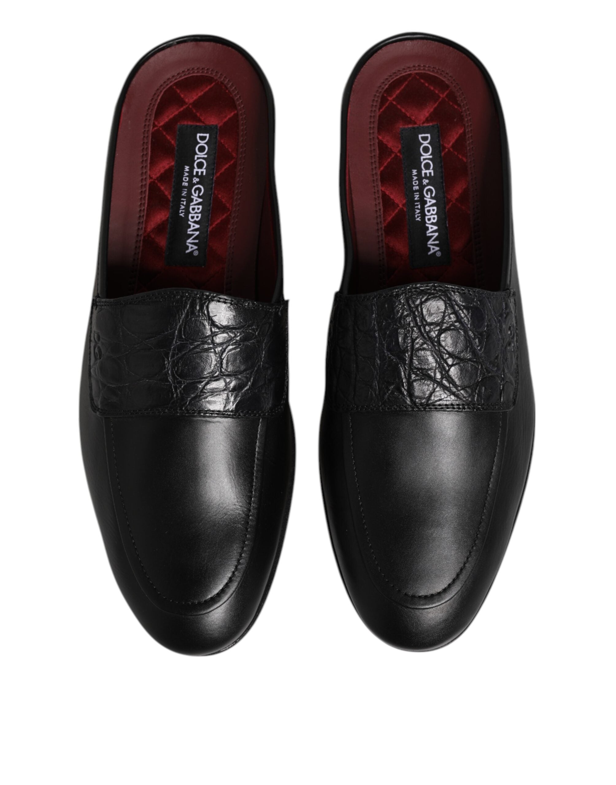 Dolce & Gabbana Black Calfskin Leather Slip On Loafers Men's Shoes