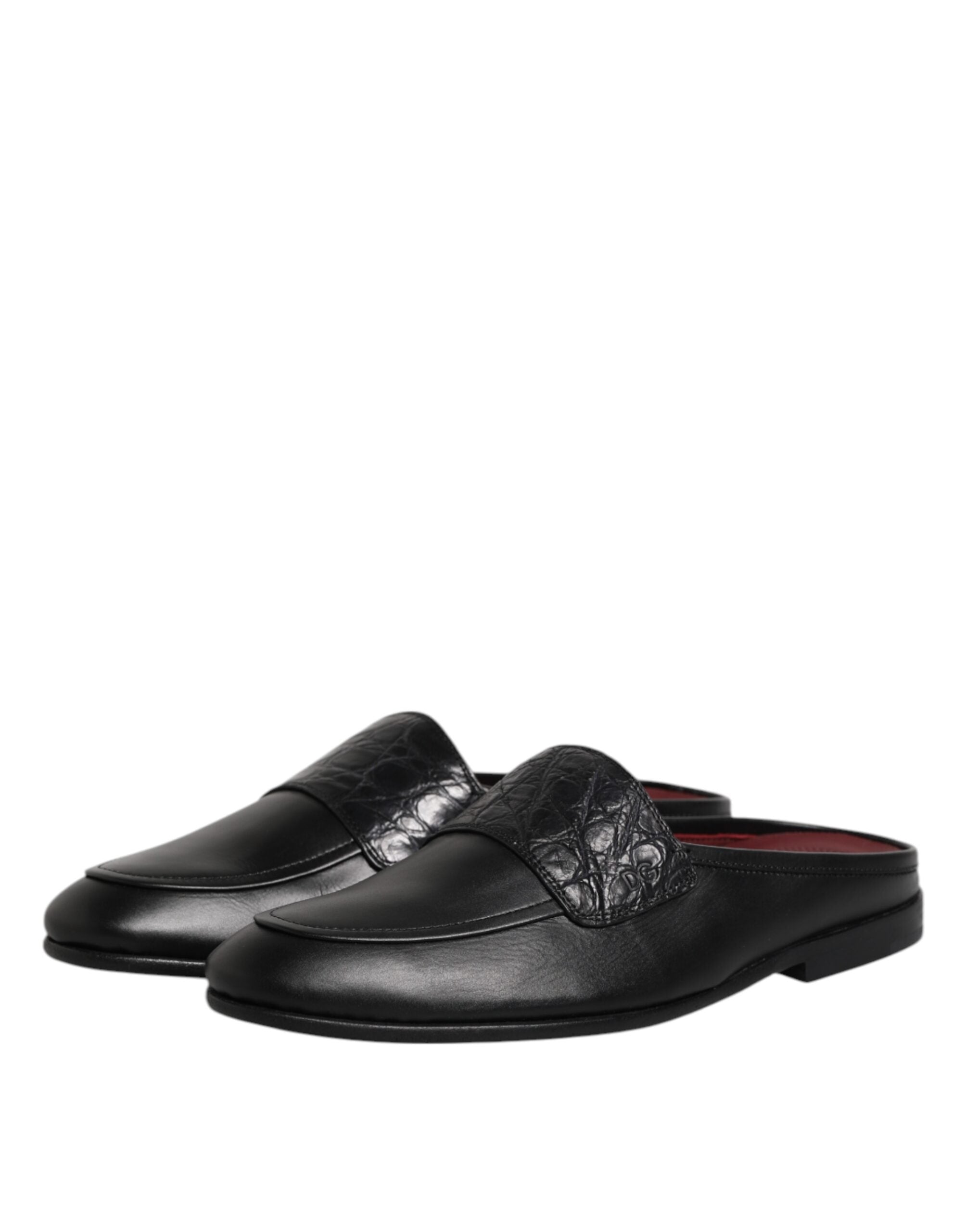 Dolce & Gabbana Black Calfskin Leather Slip On Loafers Men's Shoes