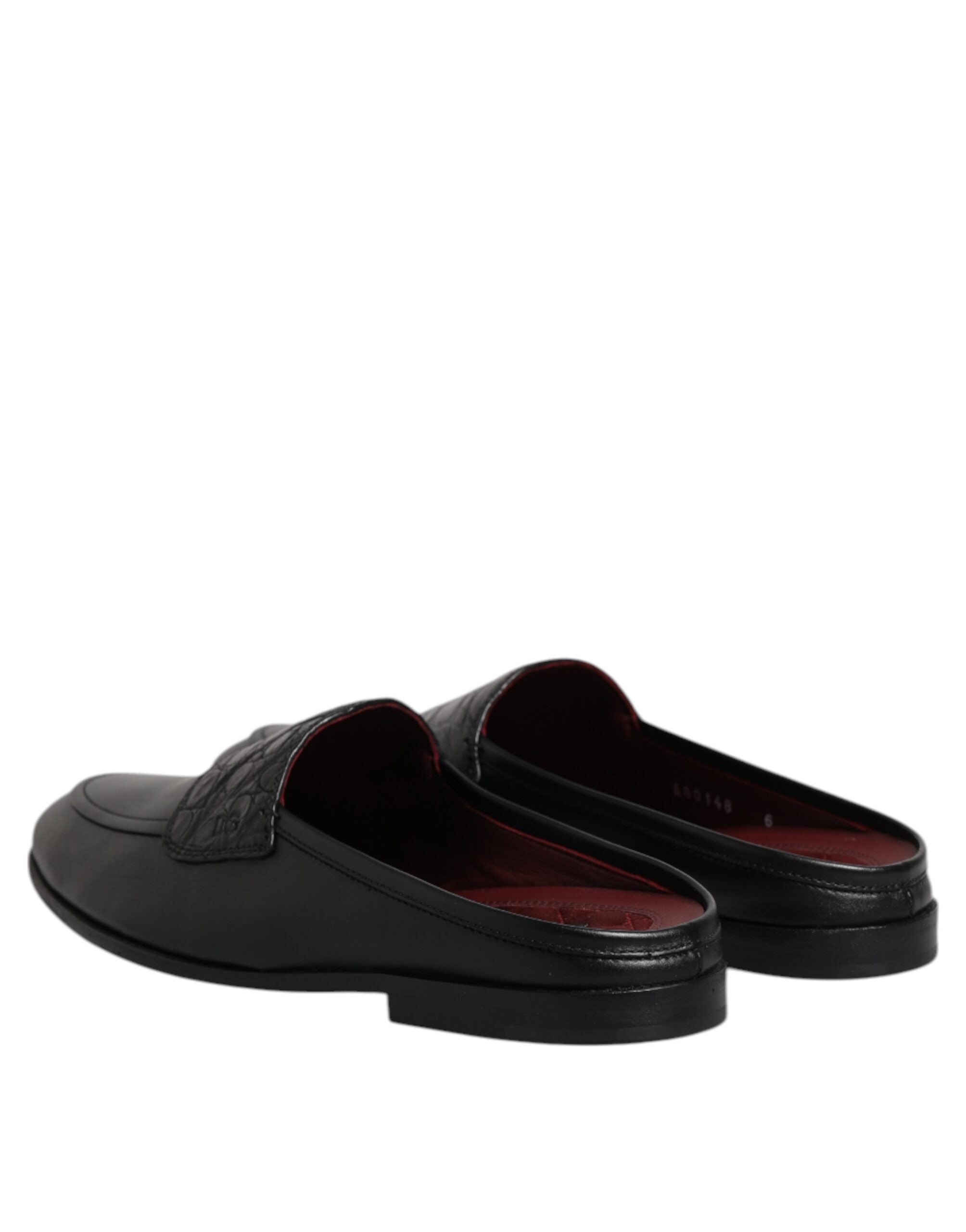 Dolce & Gabbana Black Calfskin Leather Slip On Loafers Men's Shoes