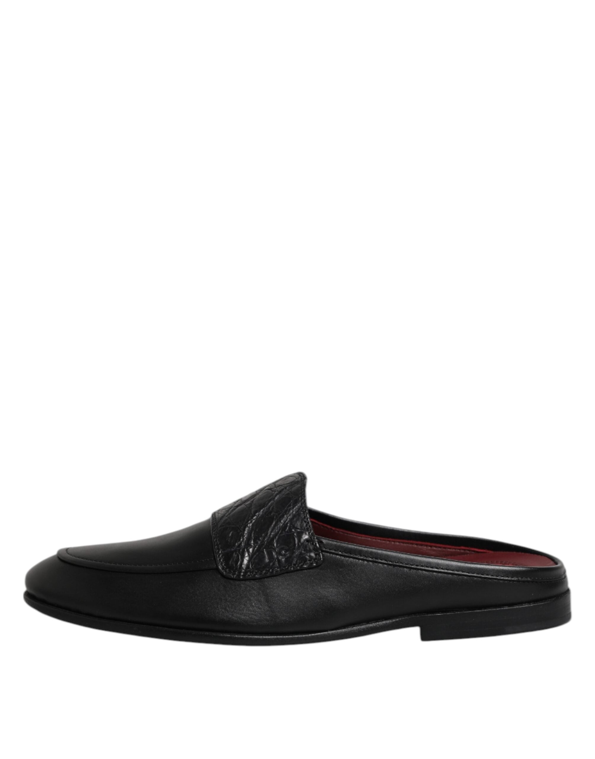 Dolce & Gabbana Black Calfskin Leather Slip On Loafers Men's Shoes