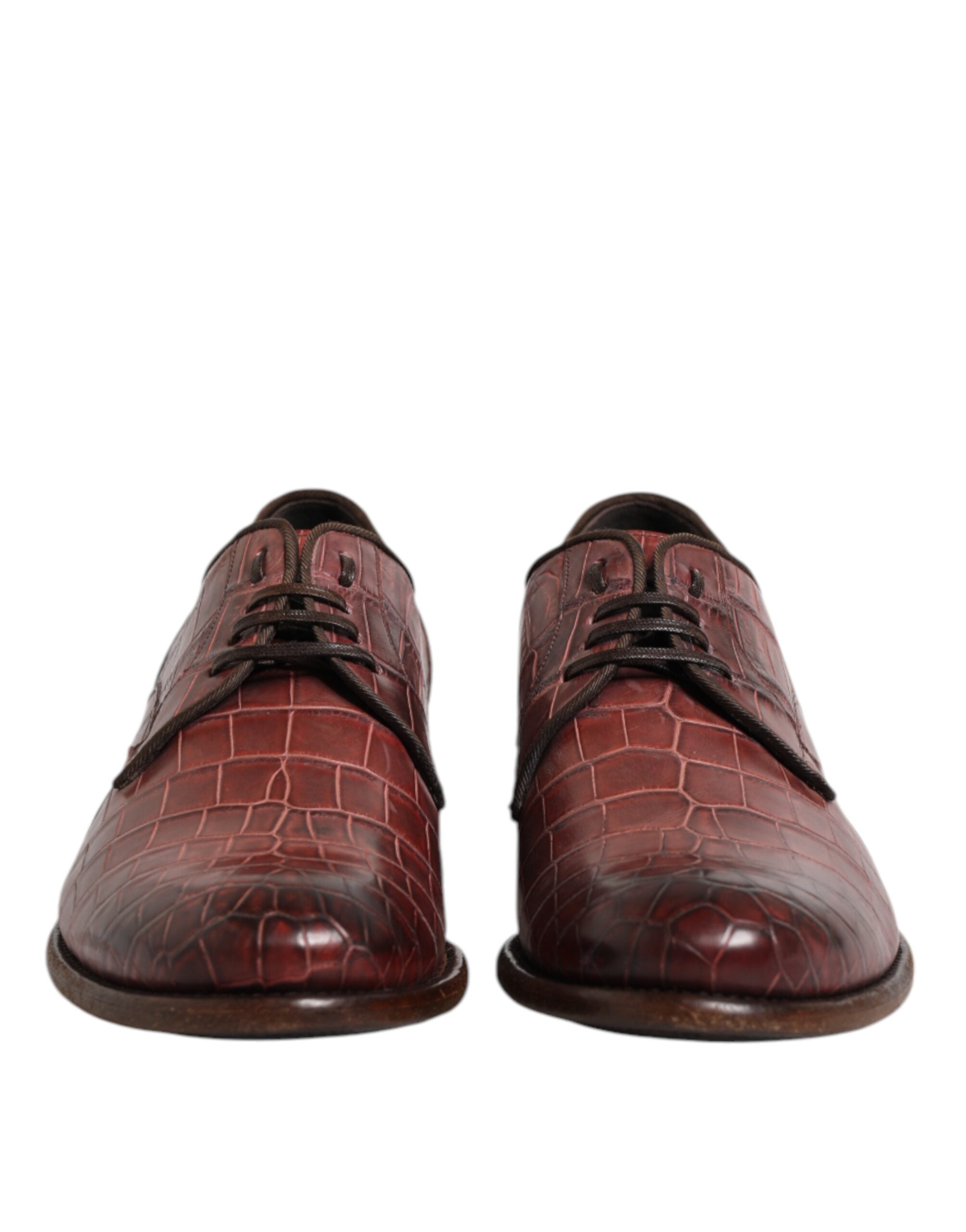 Dolce & Gabbana Burgundy Leather Lace Up Derby Dress Men's Shoes