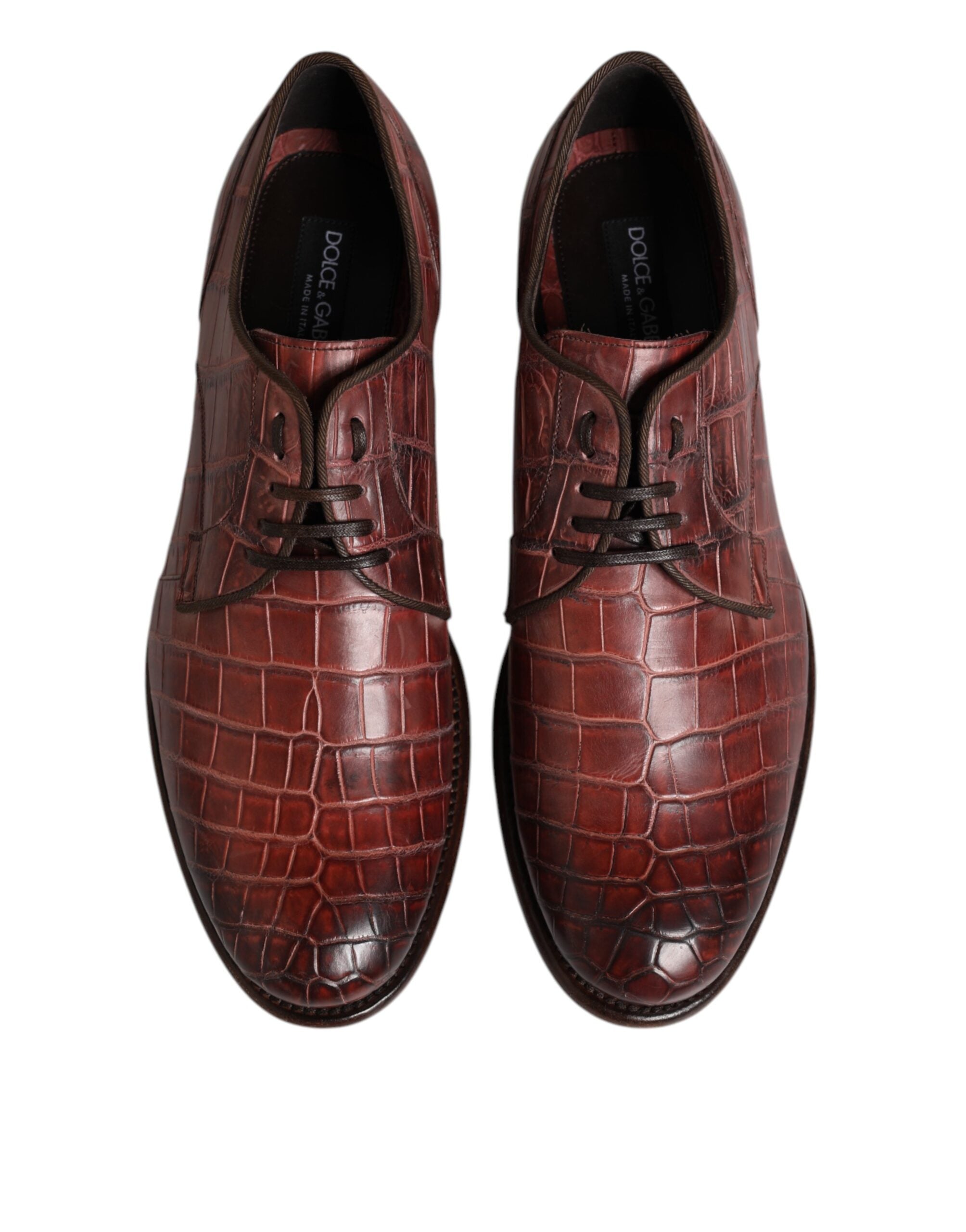 Dolce & Gabbana Burgundy Leather Lace Up Derby Dress Men's Shoes
