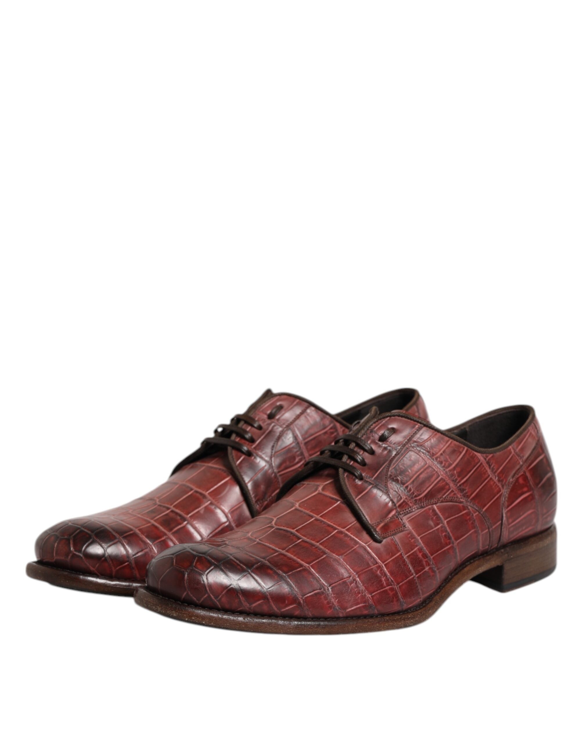Dolce & Gabbana Burgundy Leather Lace Up Derby Dress Men's Shoes