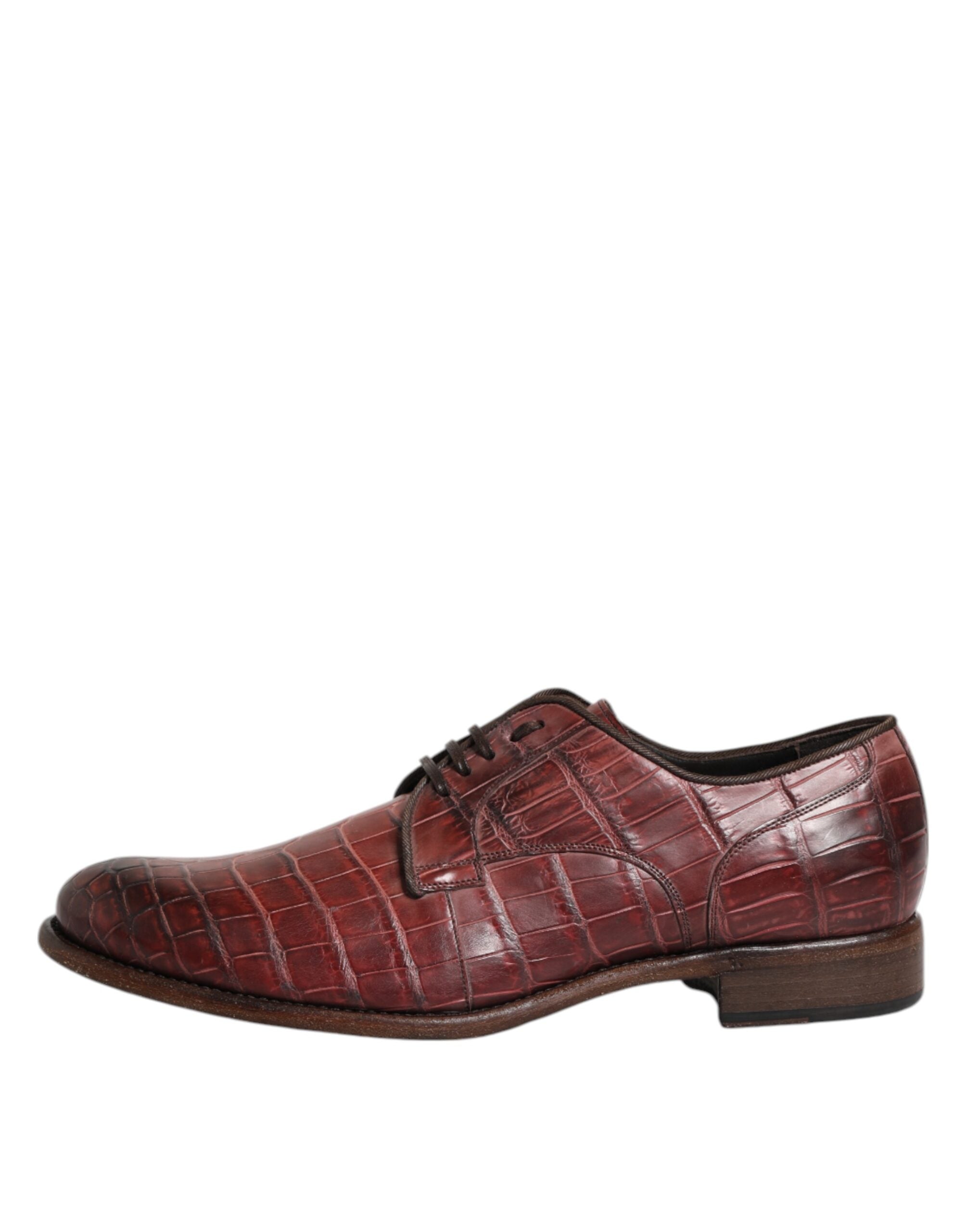 Dolce & Gabbana Burgundy Leather Lace Up Derby Dress Men's Shoes