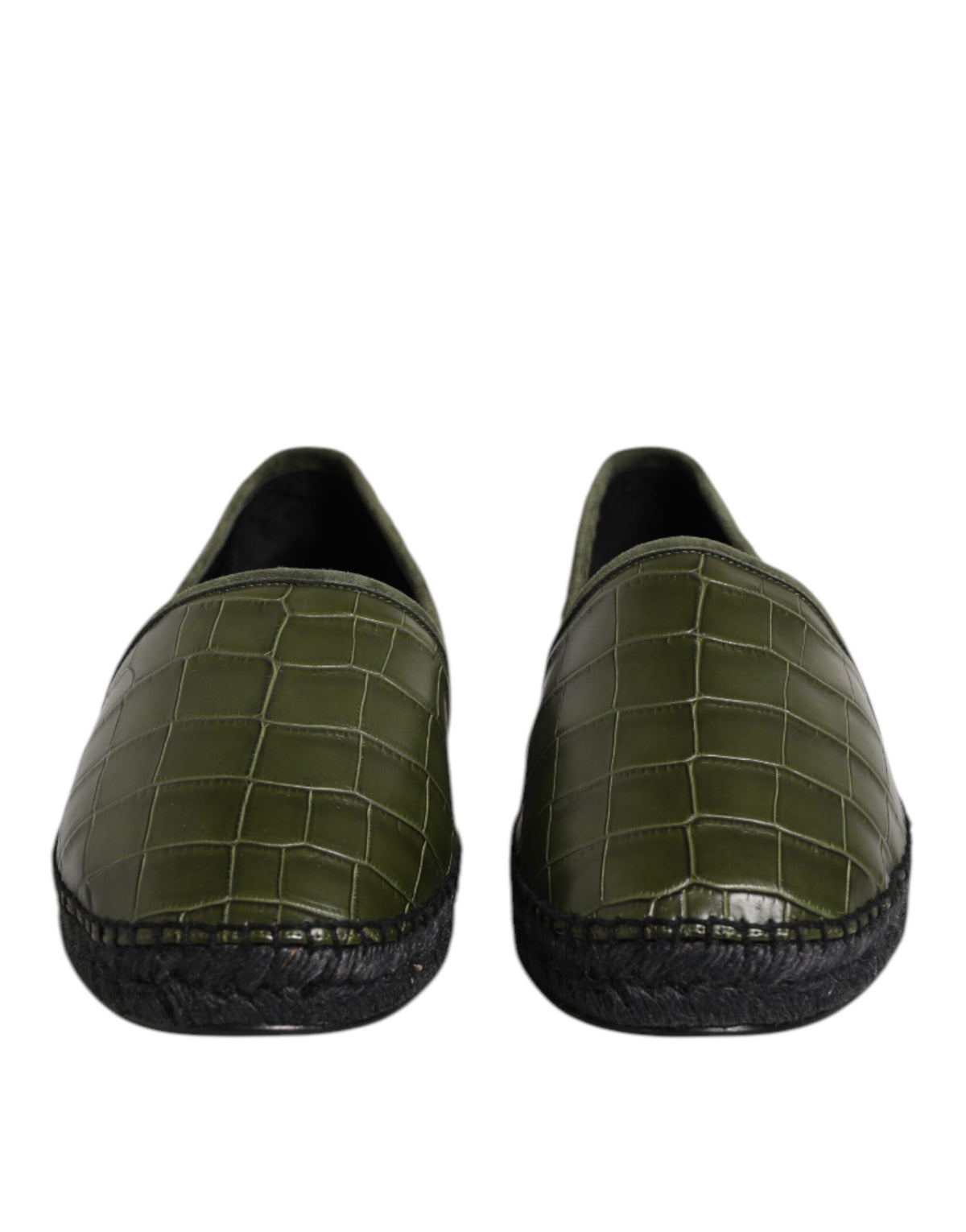 Dolce & Gabbana Green Exotic Leather Espadrilles Slip On Men's Shoes