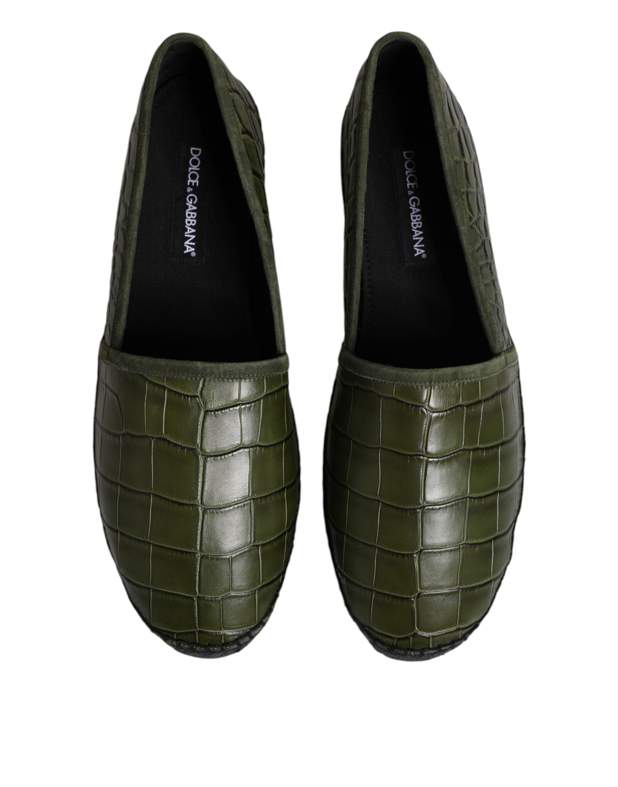 Dolce & Gabbana Green Exotic Leather Espadrilles Slip On Men's Shoes