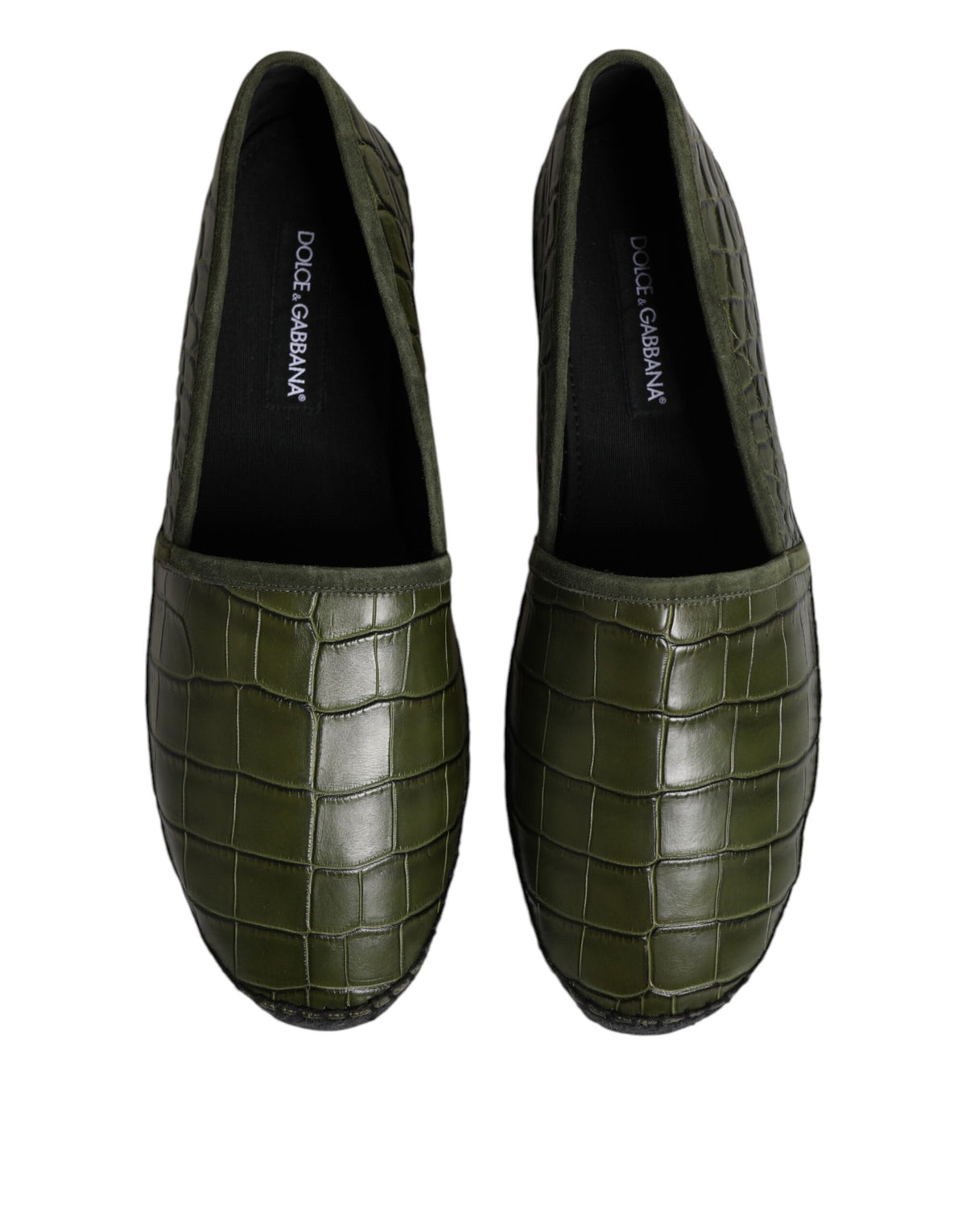 Dolce & Gabbana Green Exotic Leather Espadrilles Slip On Men's Shoes