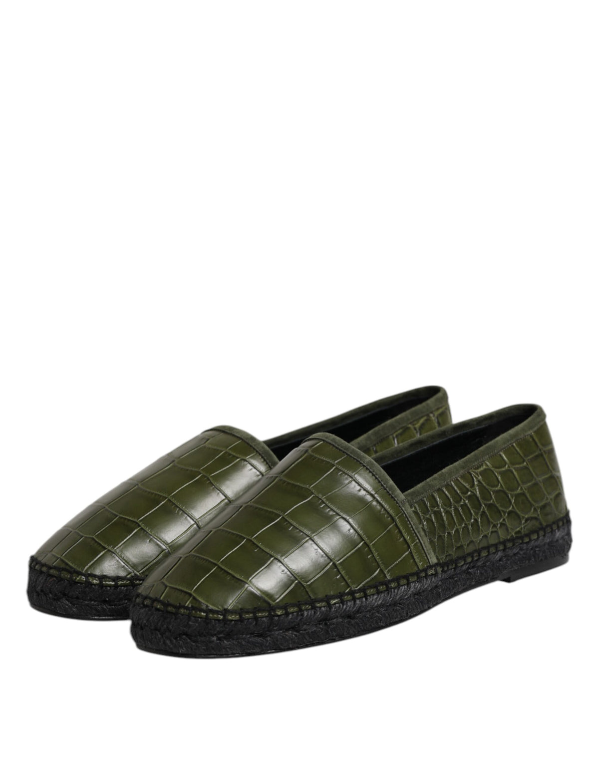 Dolce & Gabbana Green Exotic Leather Espadrilles Slip On Men's Shoes