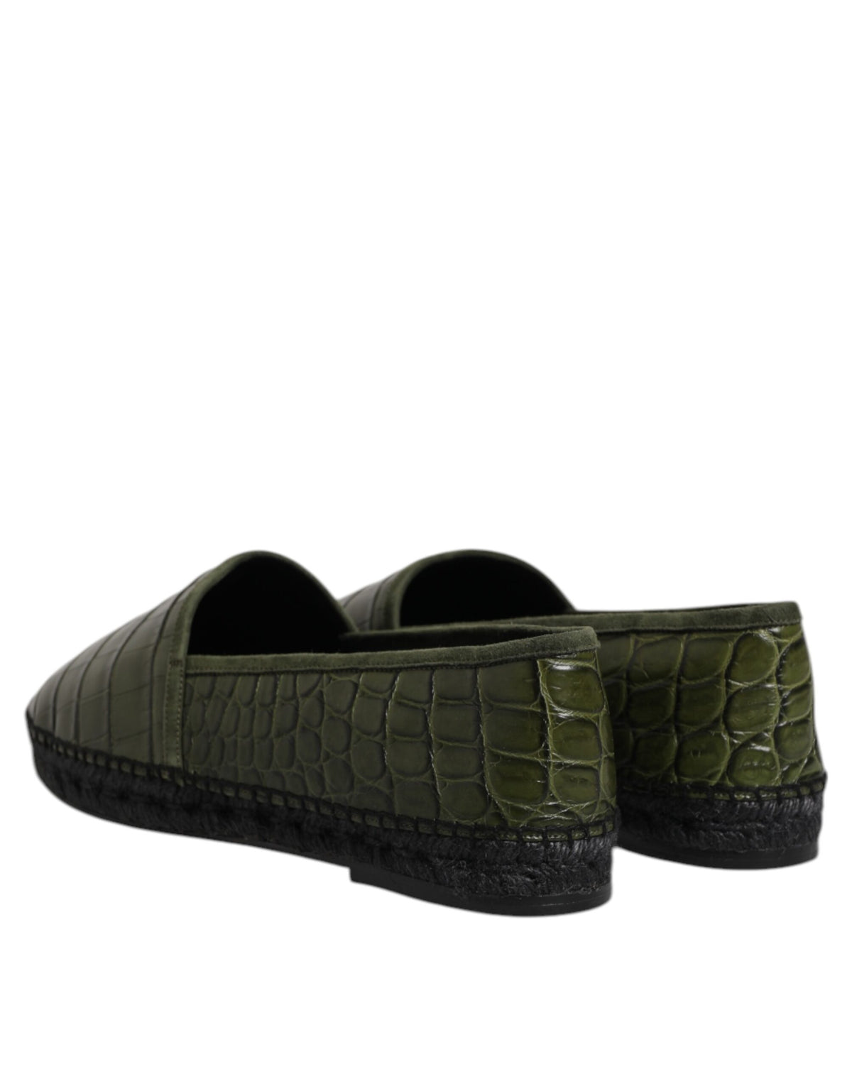 Dolce & Gabbana Green Exotic Leather Espadrilles Slip On Men's Shoes