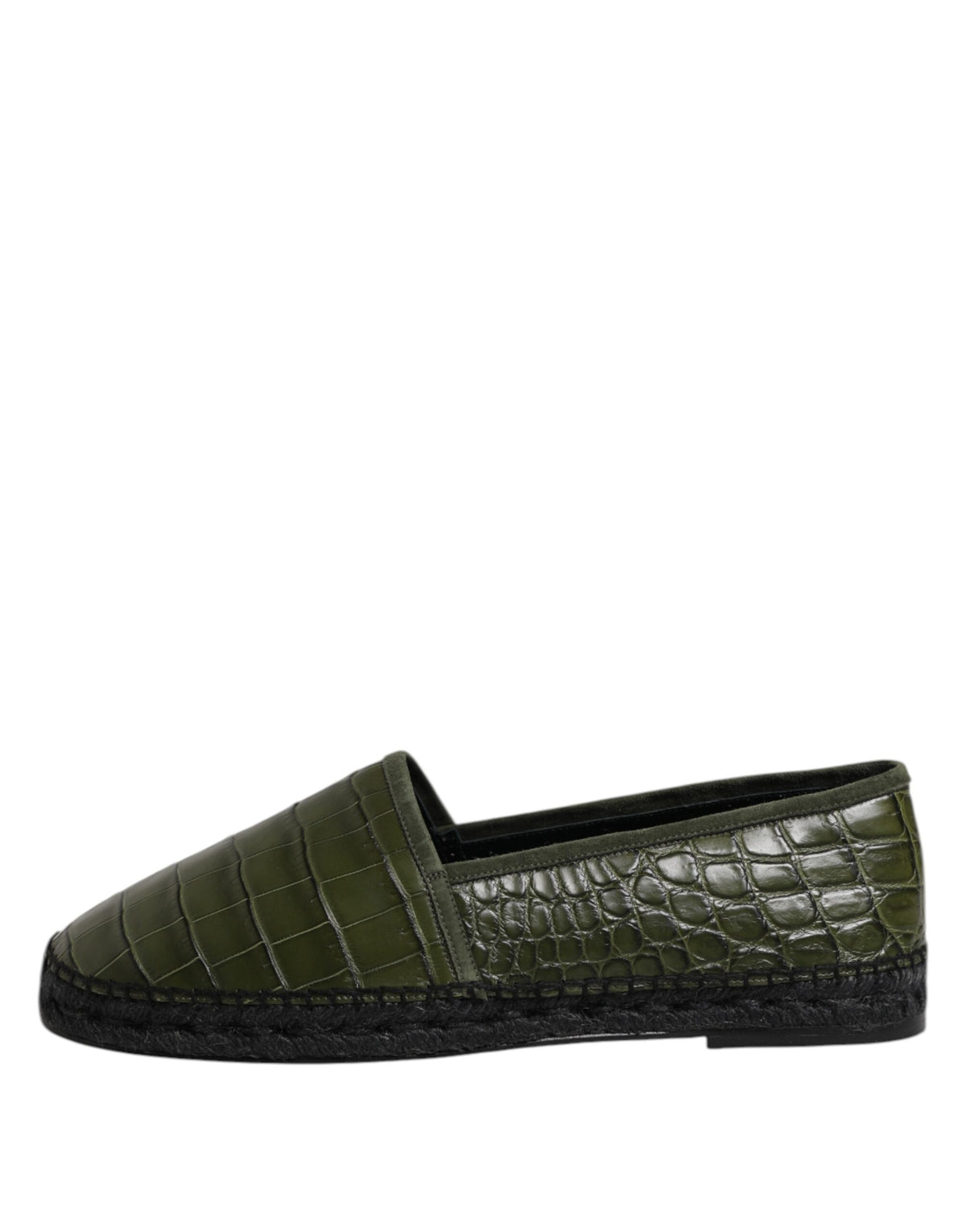 Dolce & Gabbana Green Exotic Leather Espadrilles Slip On Men's Shoes