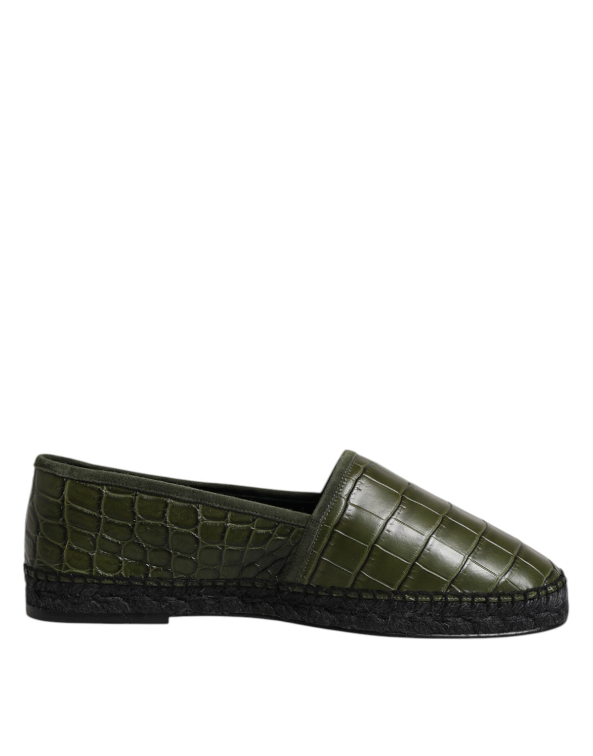 Dolce & Gabbana Green Exotic Leather Espadrilles Slip On Men's Shoes