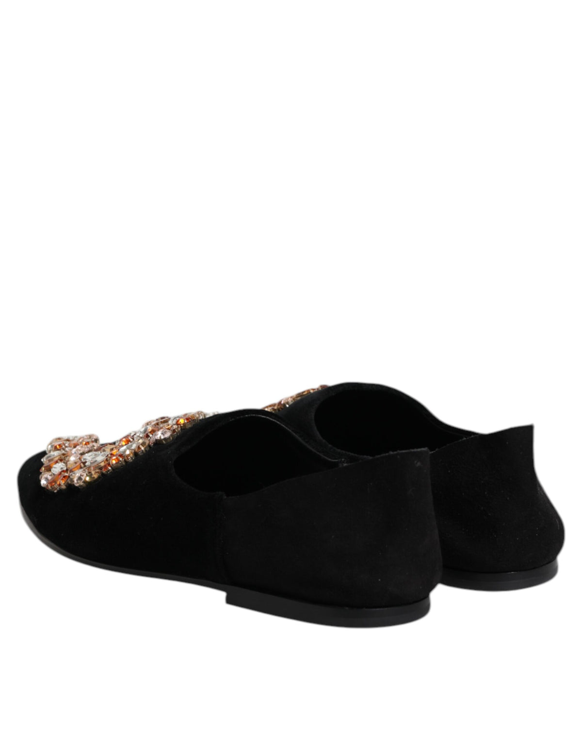 Dolce & Gabbana Black Velvet Embellished Loafer Slip On Men's Shoes