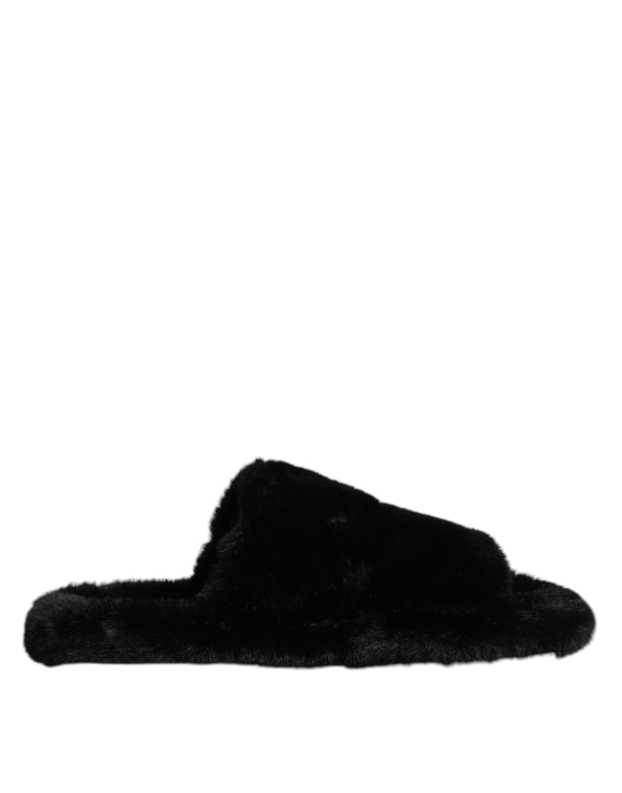 Dolce & Gabbana Black Polyester Velvet Slides Slipper Men's Shoes