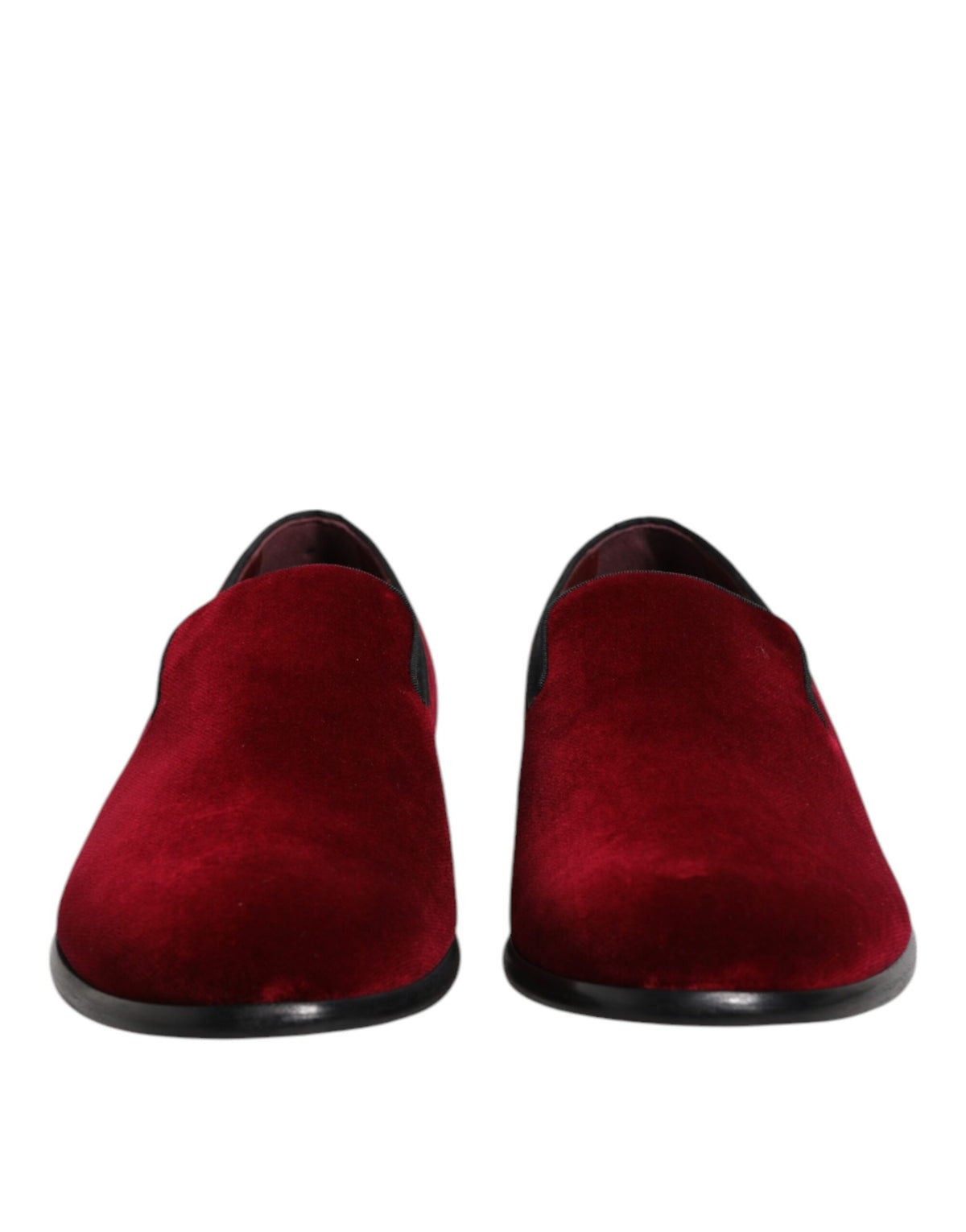Dolce & Gabbana Red Cotton Velvet Slip On Loafers Formal Men's Shoes