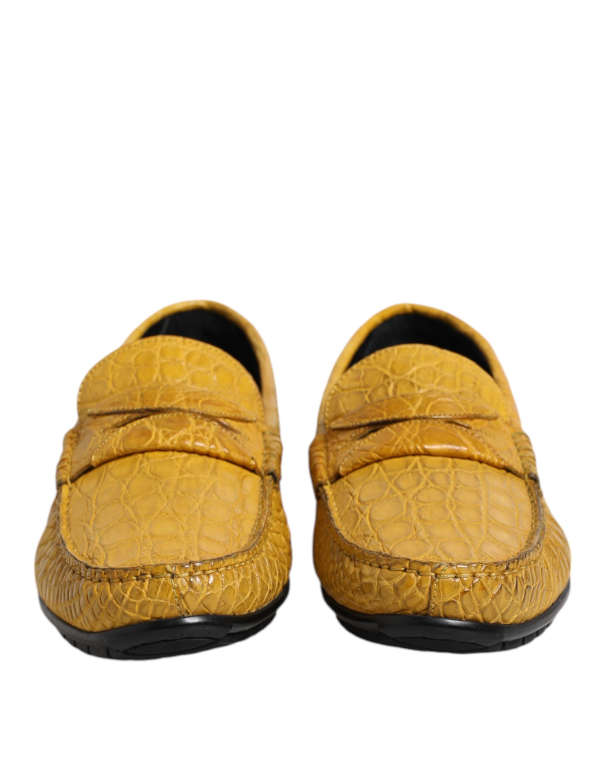 Dolce & Gabbana Yellow Exotic Leather Loafers Slip On Men's Shoes