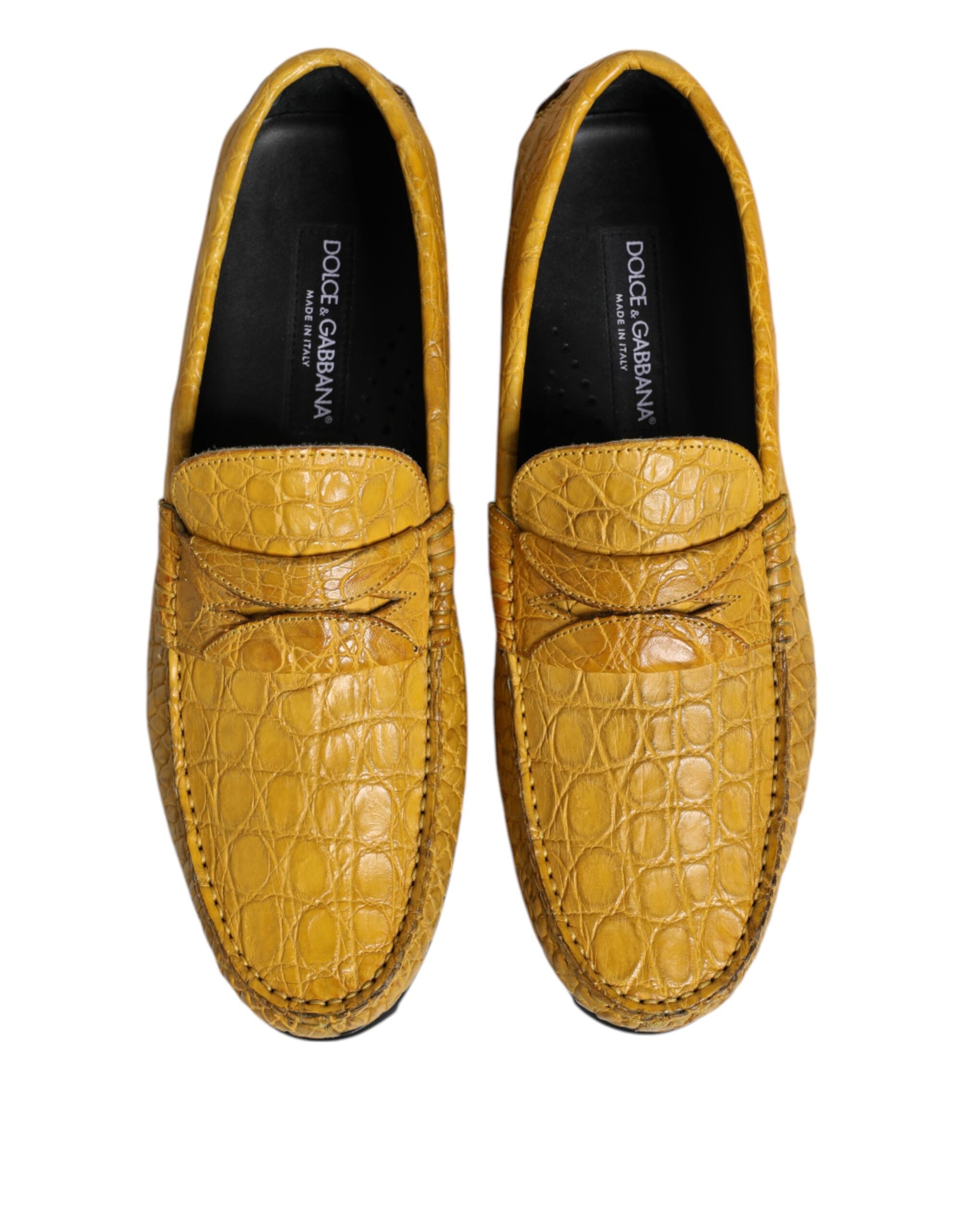 Dolce & Gabbana Yellow Exotic Leather Loafers Slip On Men's Shoes