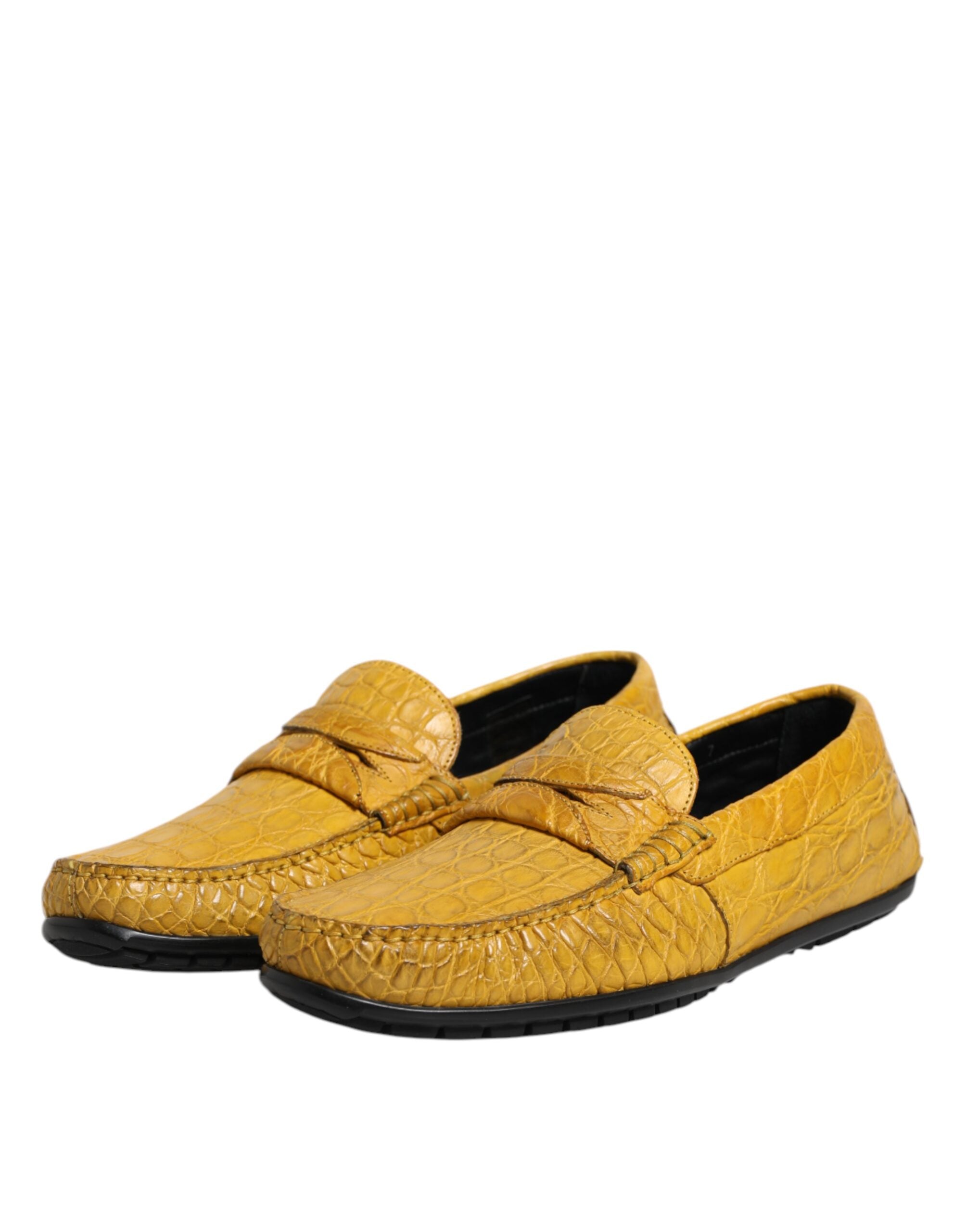 Dolce & Gabbana Yellow Exotic Leather Loafers Slip On Men's Shoes