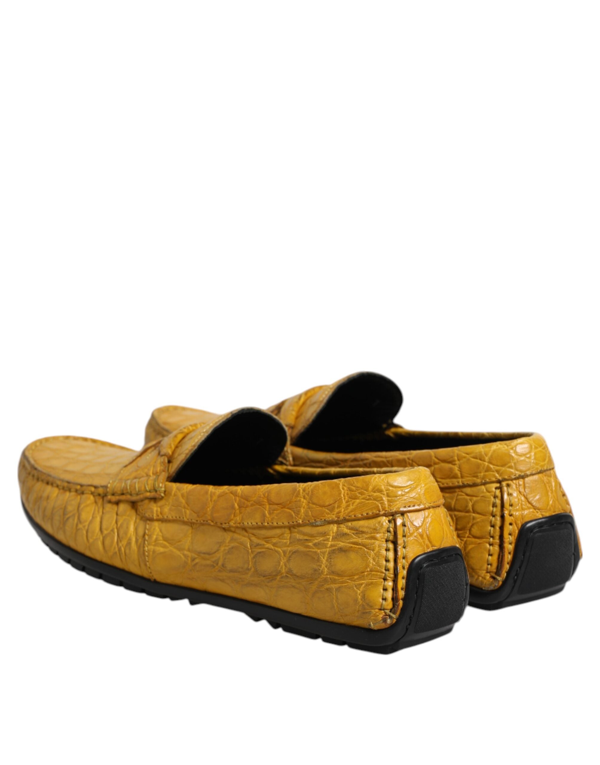 Dolce & Gabbana Yellow Exotic Leather Loafers Slip On Men's Shoes