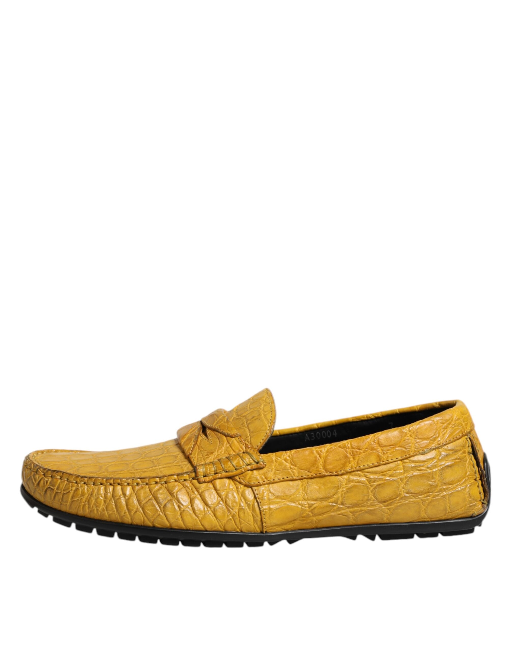 Dolce & Gabbana Yellow Exotic Leather Loafers Slip On Men's Shoes