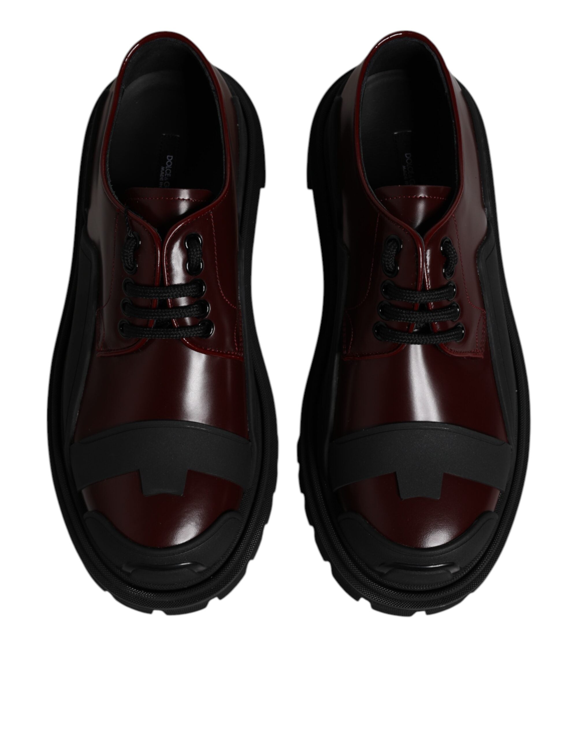 Dolce & Gabbana Red Leather Lace Up Trekking Dress Men's Shoes