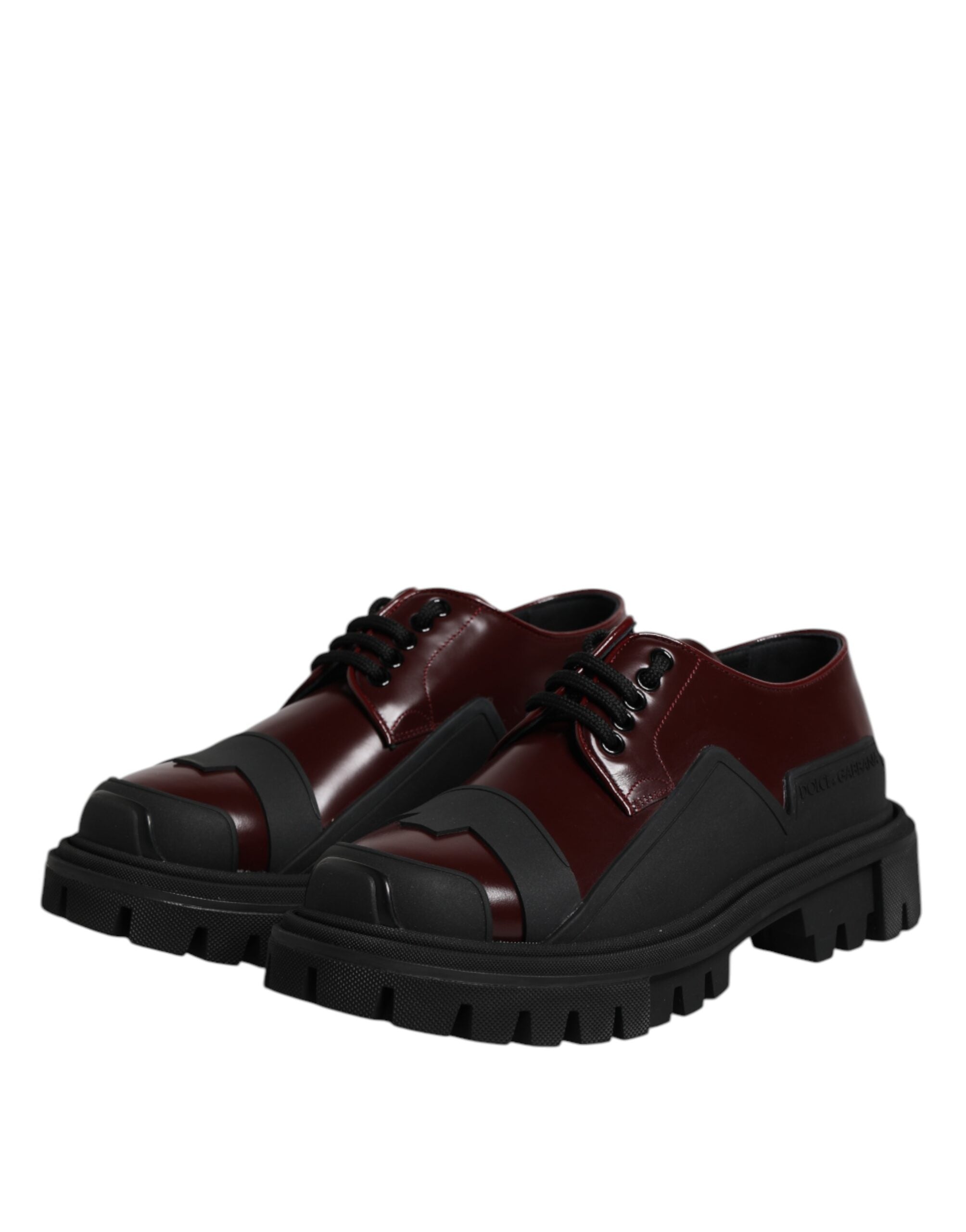 Dolce & Gabbana Red Leather Lace Up Trekking Dress Men's Shoes