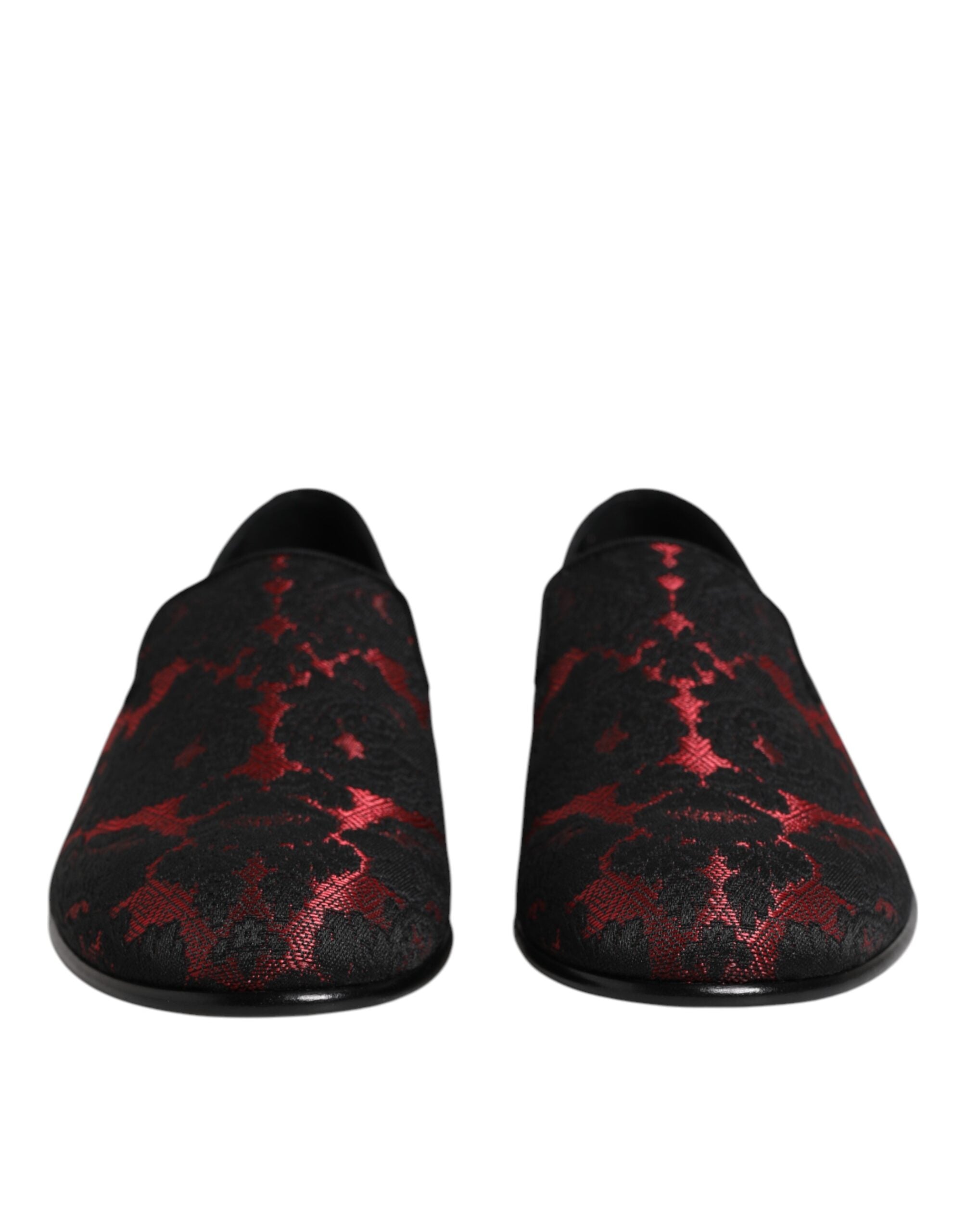 Dolce & Gabbana Red Black Jacquard Slip On Men Loafers Men's Shoes
