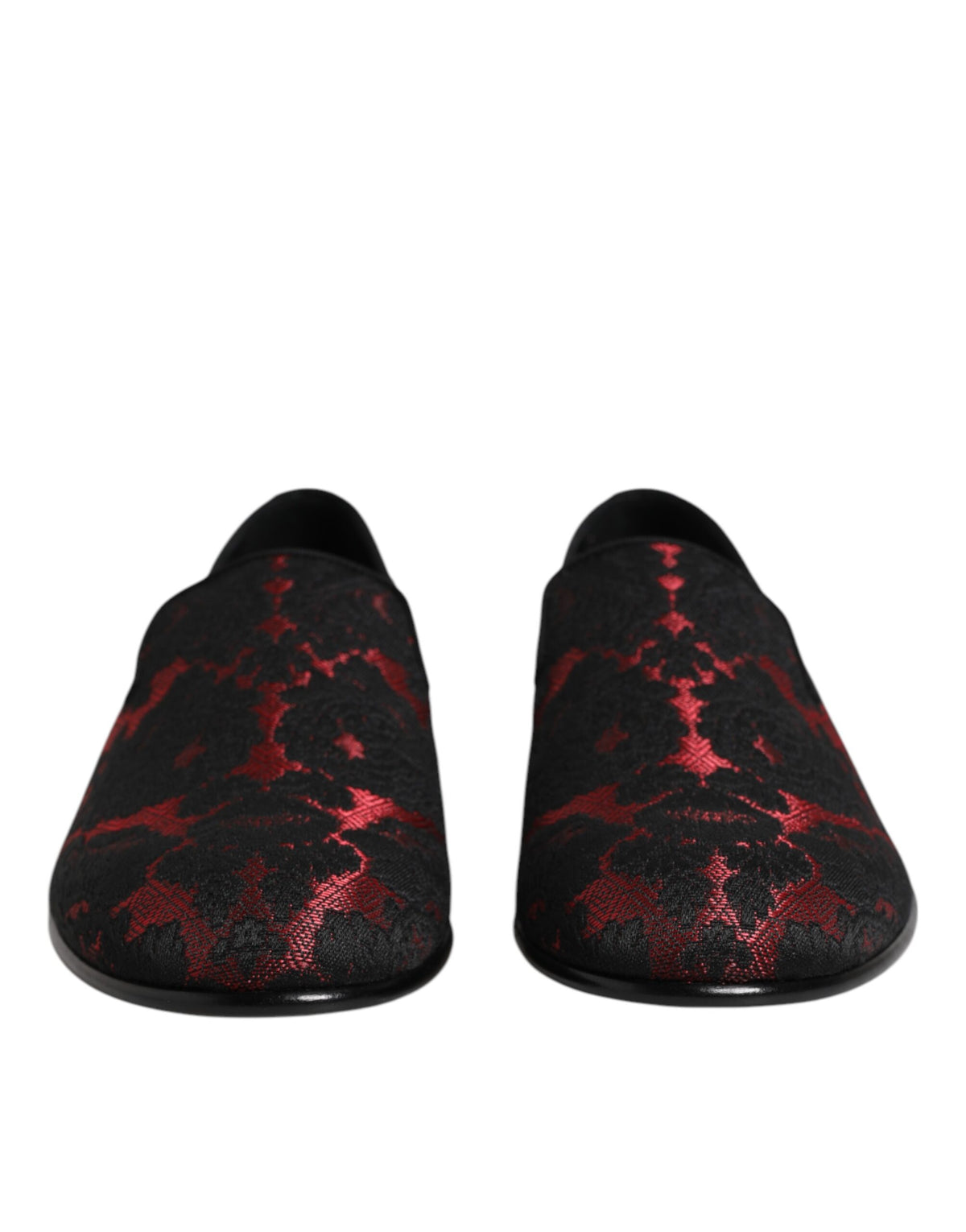 Dolce & Gabbana Red Black Jacquard Slip On Men Loafers Men's Shoes