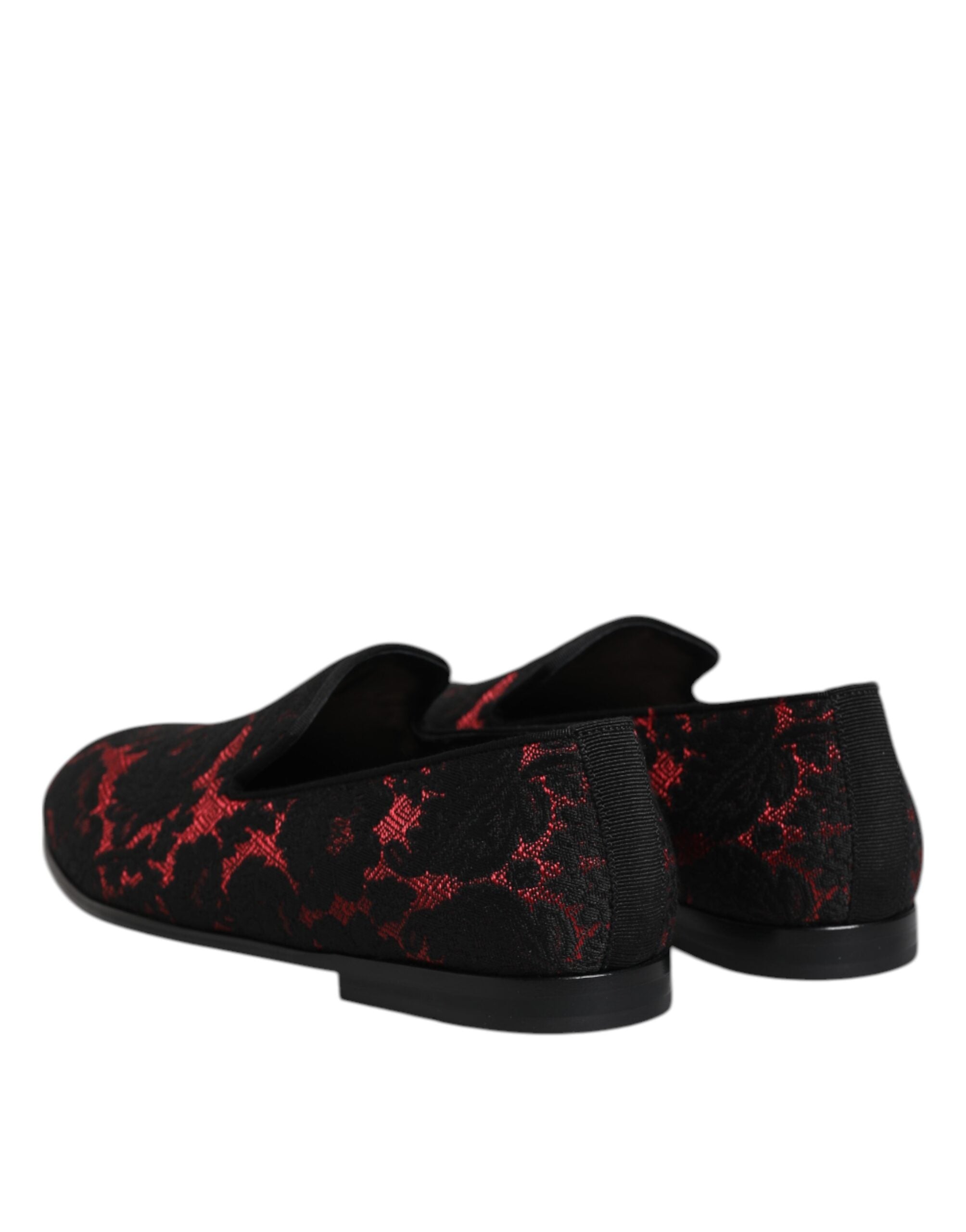 Dolce & Gabbana Red Black Jacquard Slip On Men Loafers Men's Shoes