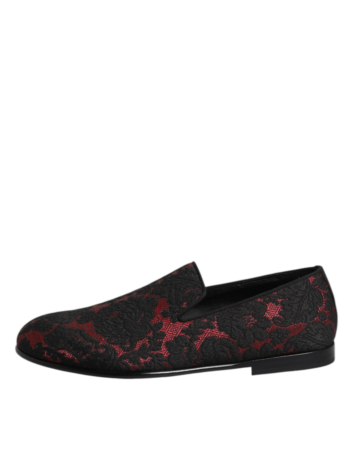 Dolce & Gabbana Red Black Jacquard Slip On Men Loafers Men's Shoes