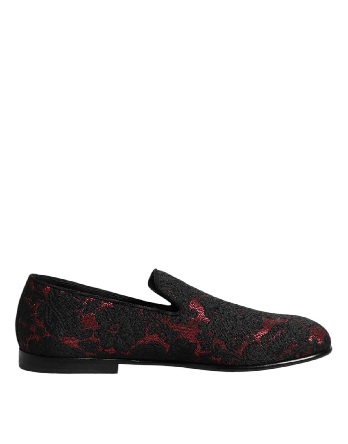 Dolce & Gabbana Red Black Jacquard Slip On Men Loafers Men's Shoes
