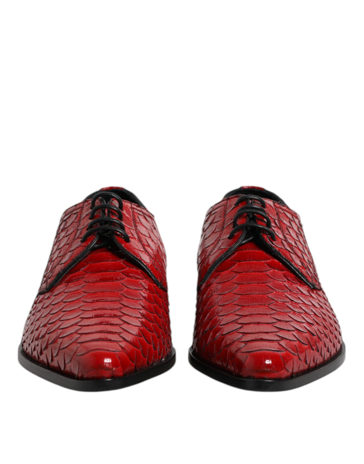 Dolce & Gabbana Red Exotic Leather Lace Up Dress Derby Men's Shoes