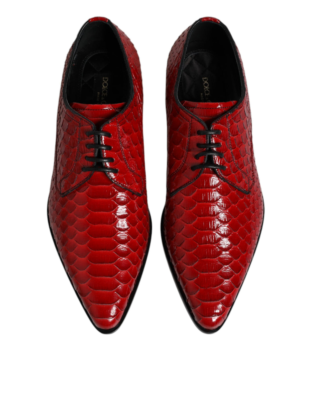 Dolce & Gabbana Red Exotic Leather Lace Up Dress Derby Men's Shoes