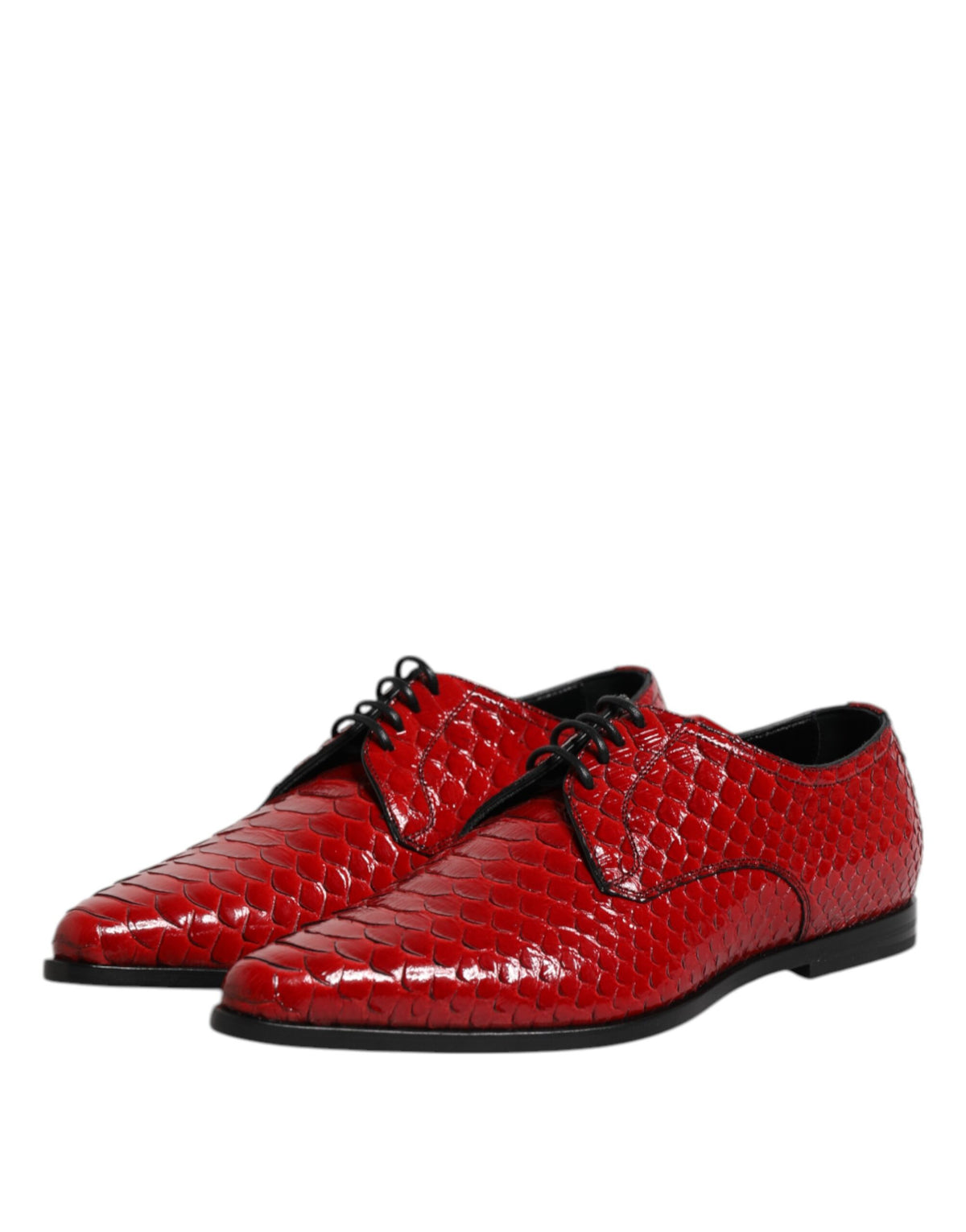 Dolce & Gabbana Red Exotic Leather Lace Up Dress Derby Men's Shoes