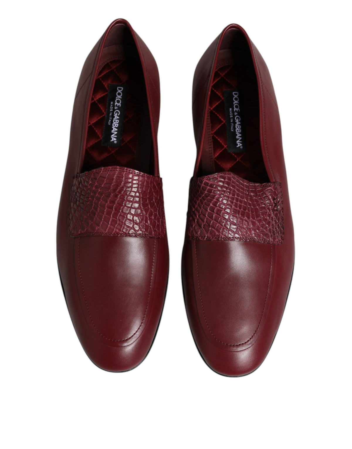 Dolce & Gabbana Burgundy Calfskin Leather Formal Slip On Men's Shoes