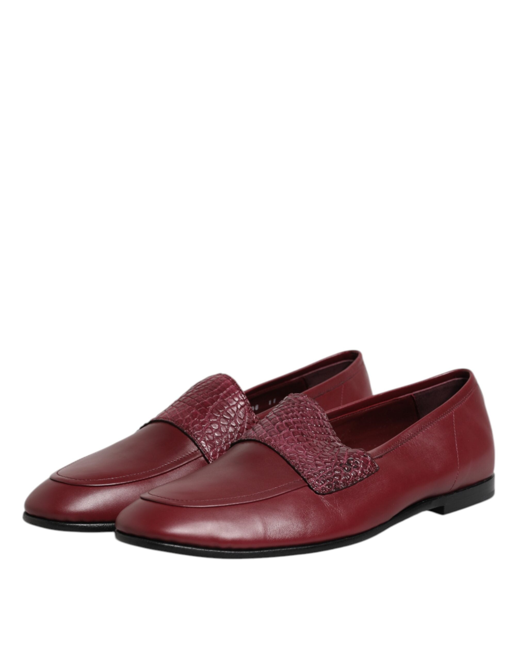 Dolce & Gabbana Burgundy Calfskin Leather Formal Slip On Men's Shoes