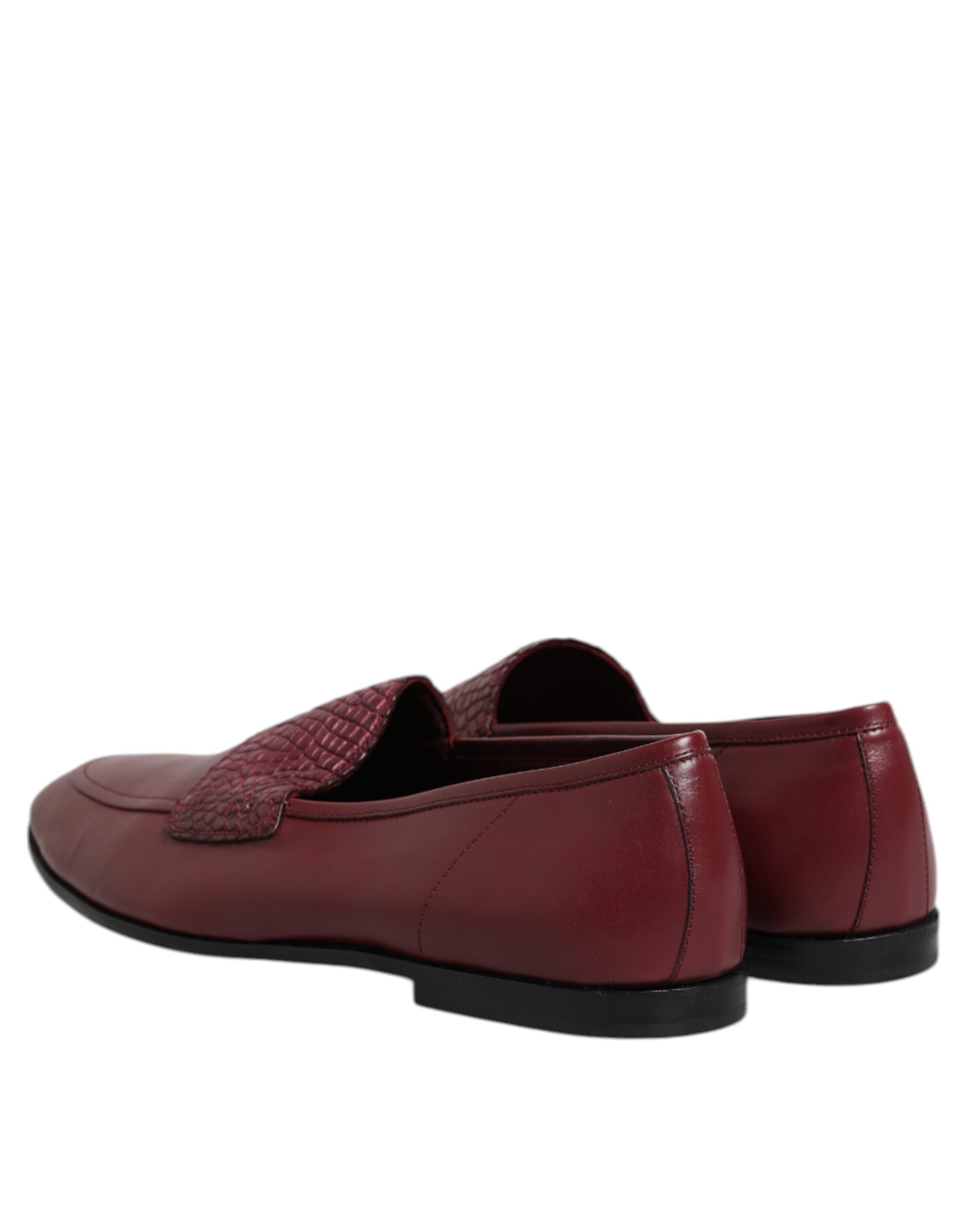 Dolce & Gabbana Burgundy Calfskin Leather Formal Slip On Men's Shoes