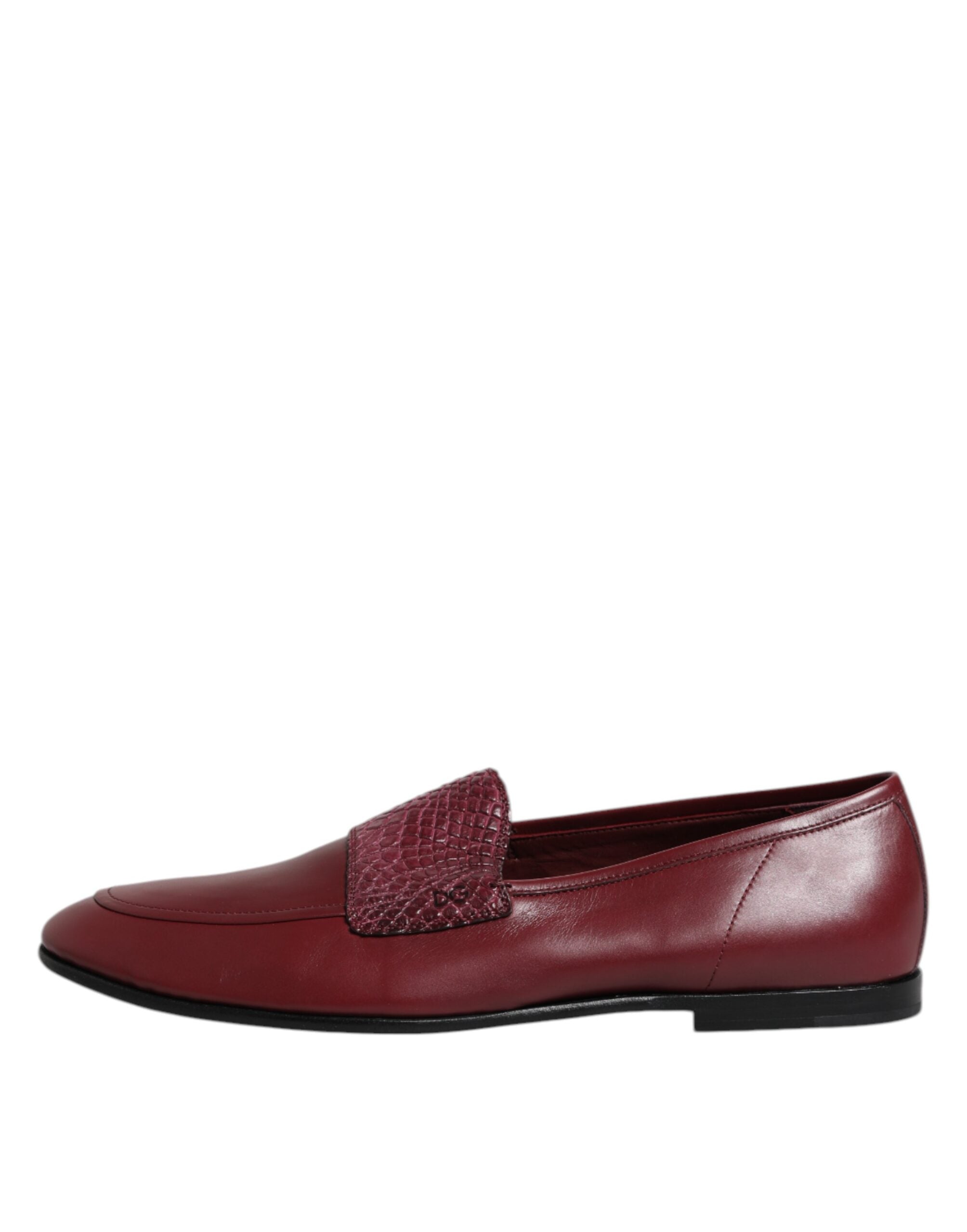 Dolce & Gabbana Burgundy Calfskin Leather Formal Slip On Men's Shoes