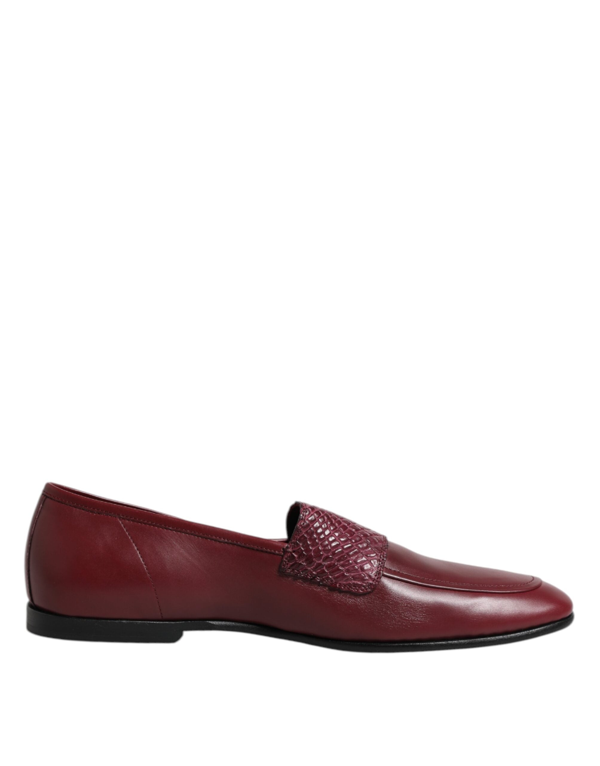 Dolce & Gabbana Burgundy Calfskin Leather Formal Slip On Men's Shoes