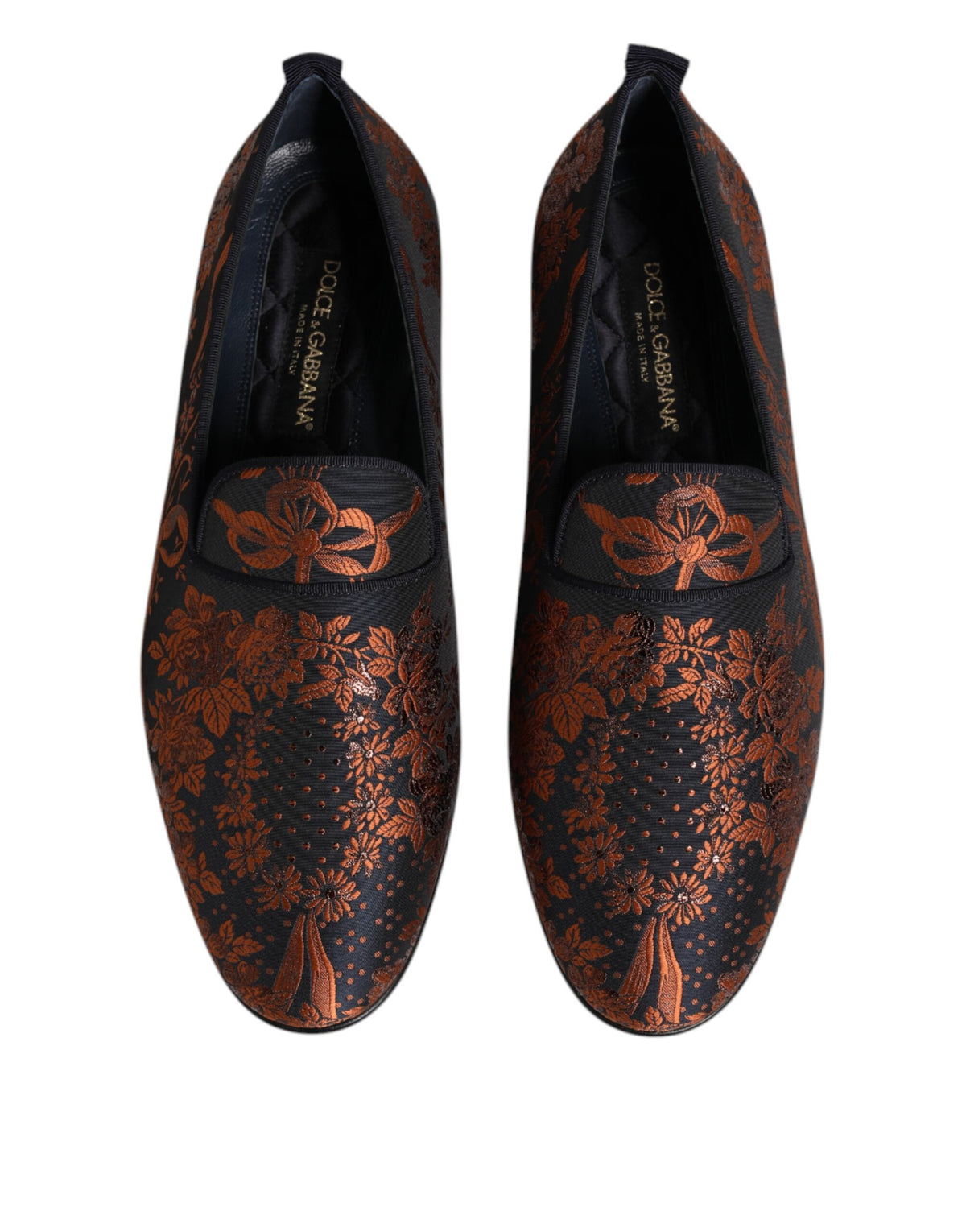 Dolce & Gabbana Black Jacquard Polyester Slip On Loafers Men's Shoes