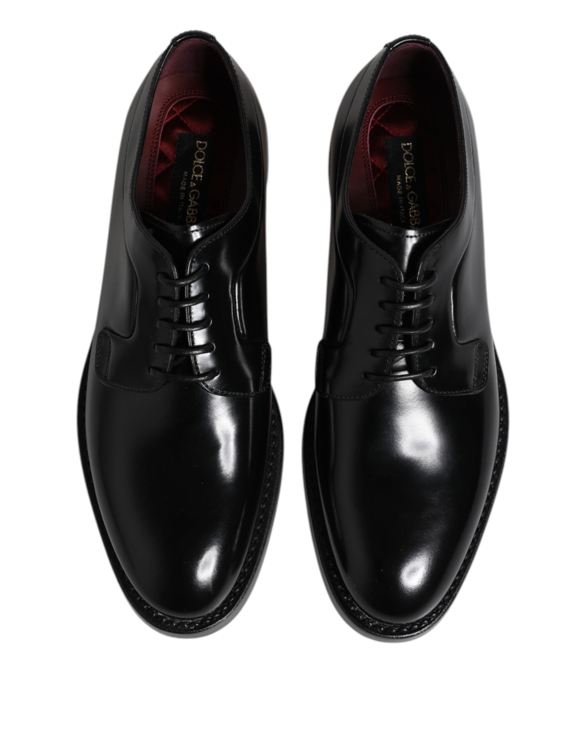 Dolce & Gabbana Black Calf Leather Lace Up Dress Derby Men's Shoes