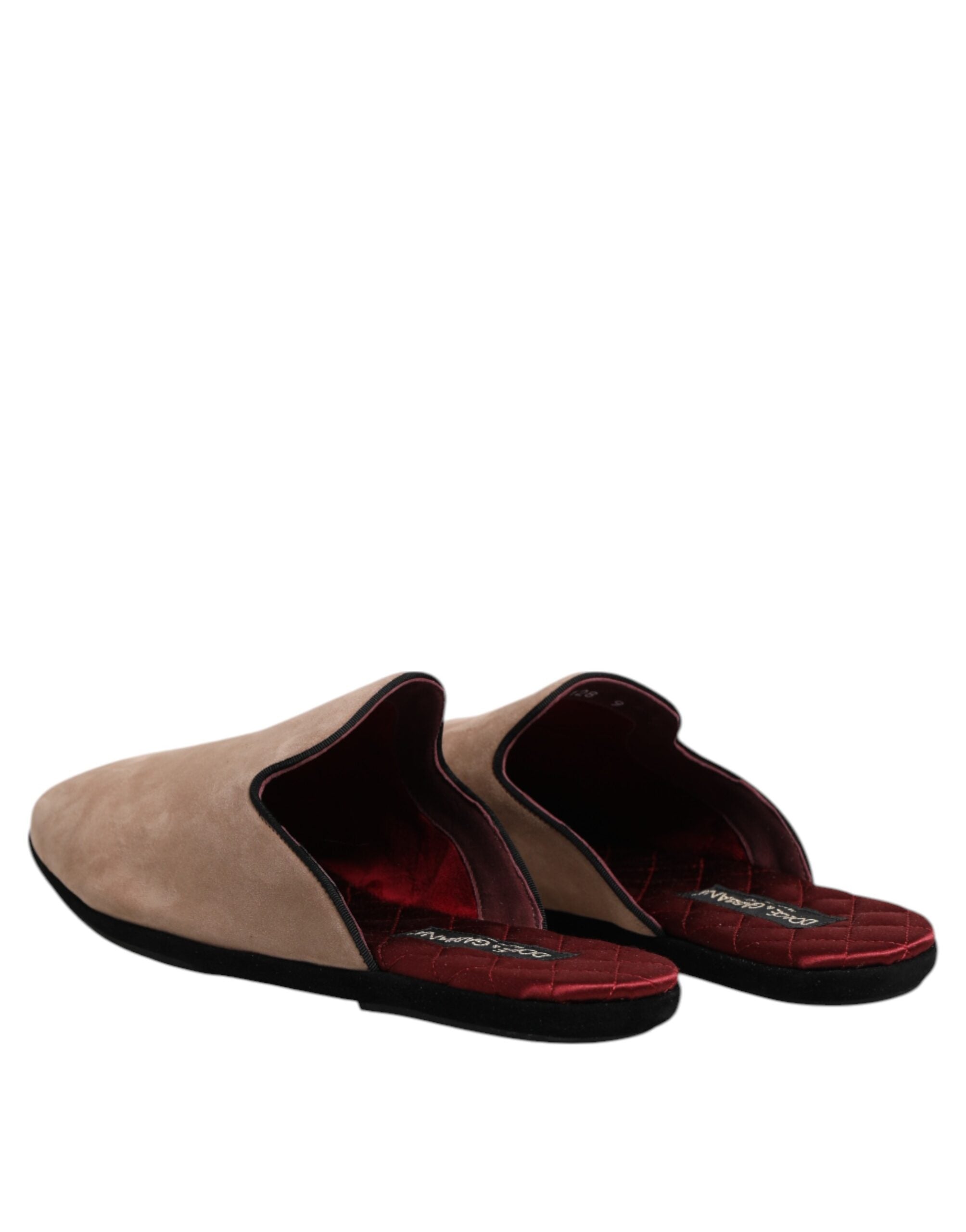 Dolce & Gabbana Beige Capra Suede Slides Flat Slipper Men's Shoes