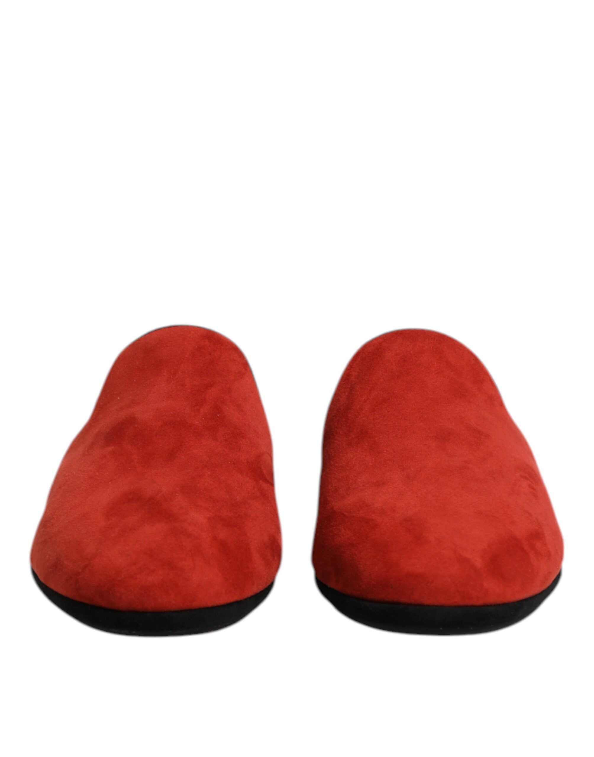 Dolce & Gabbana Orange Suede Slides Flat Slipper Men's Shoes