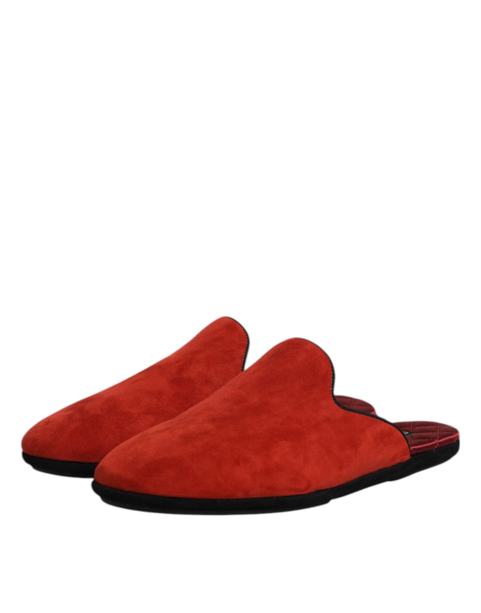 Dolce & Gabbana Orange Suede Slides Flat Slipper Men's Shoes