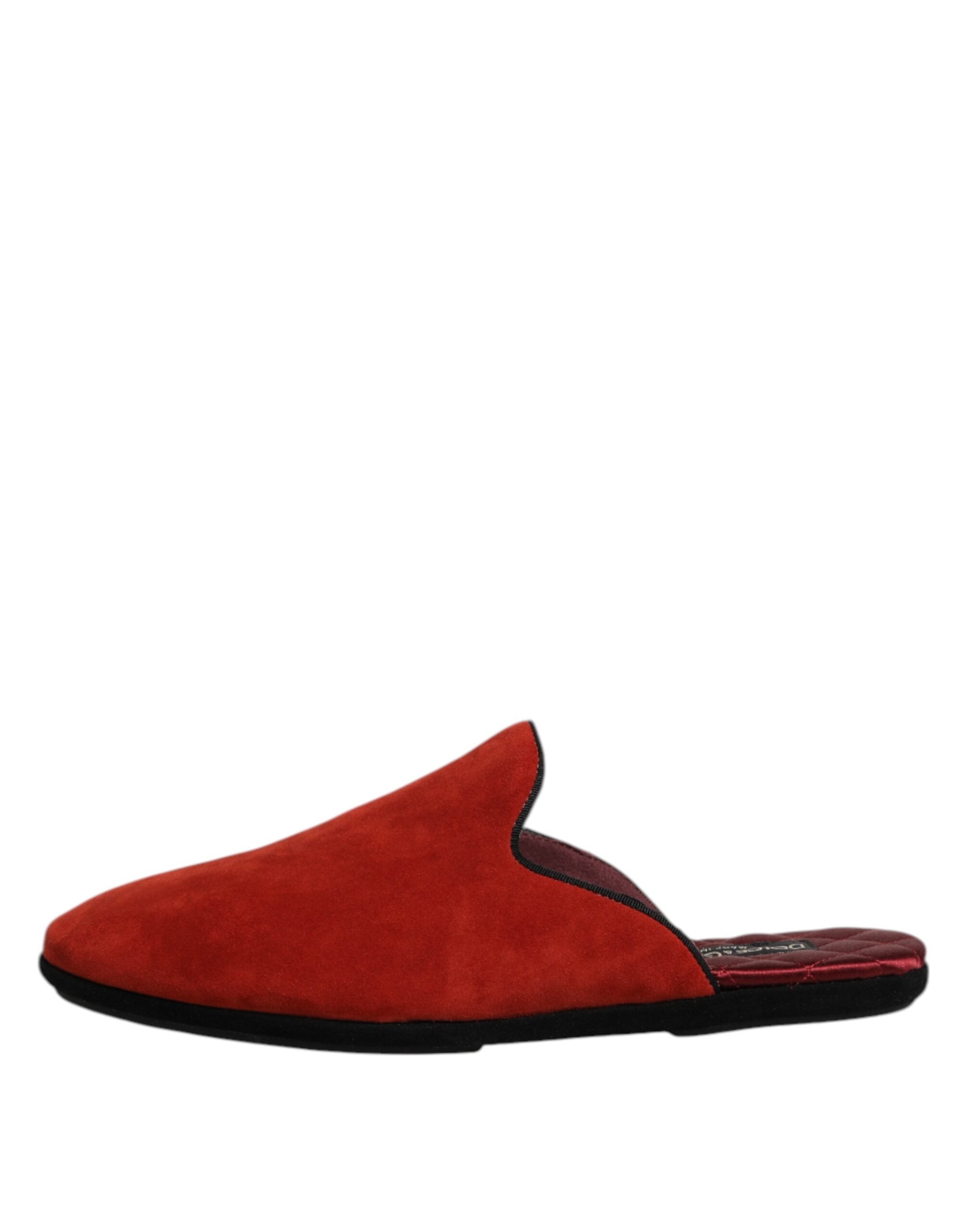 Dolce & Gabbana Orange Suede Slides Flat Slipper Men's Shoes