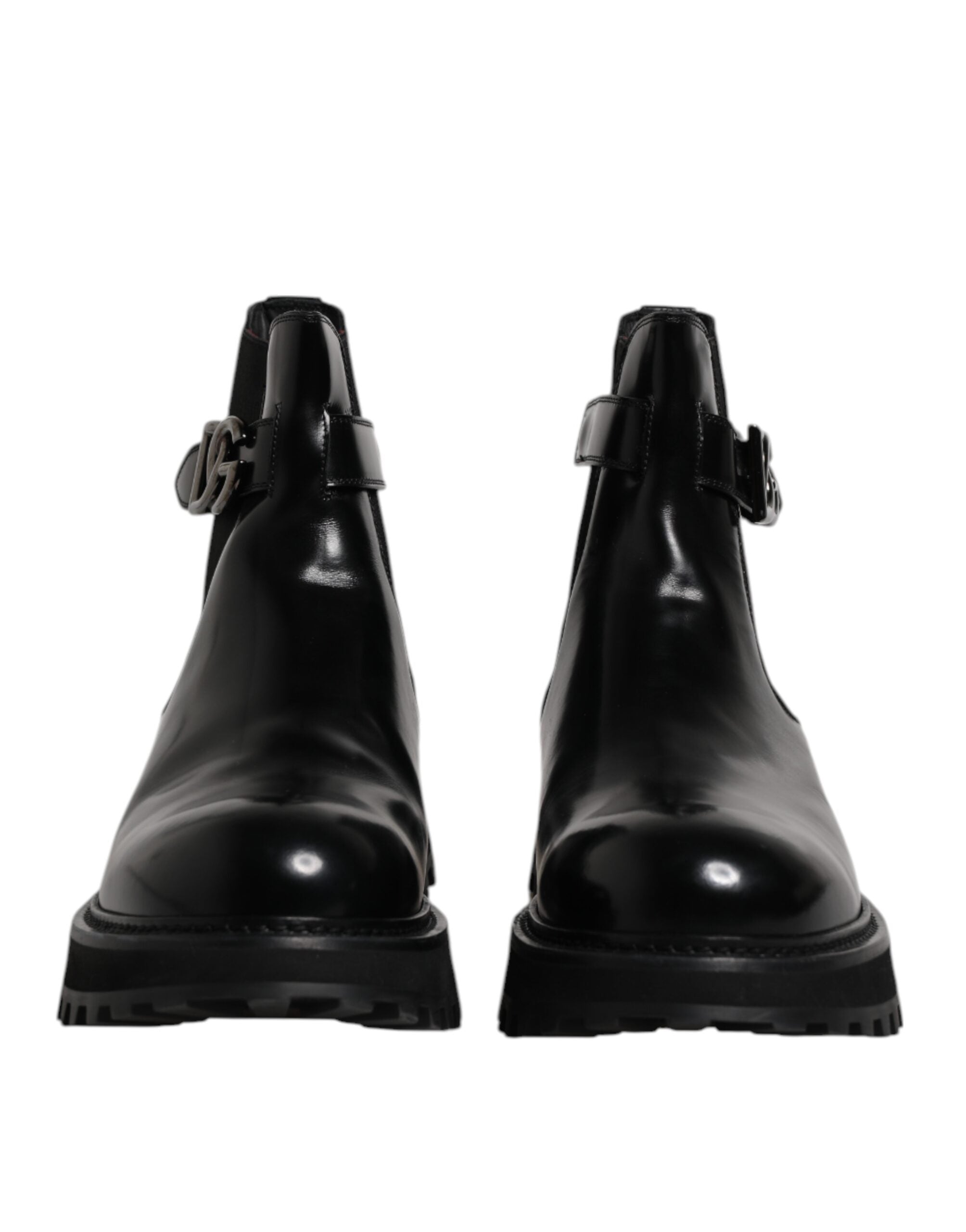 Dolce & Gabbana Black Belted DG Logo Men Chelsea Boots Men's Shoes